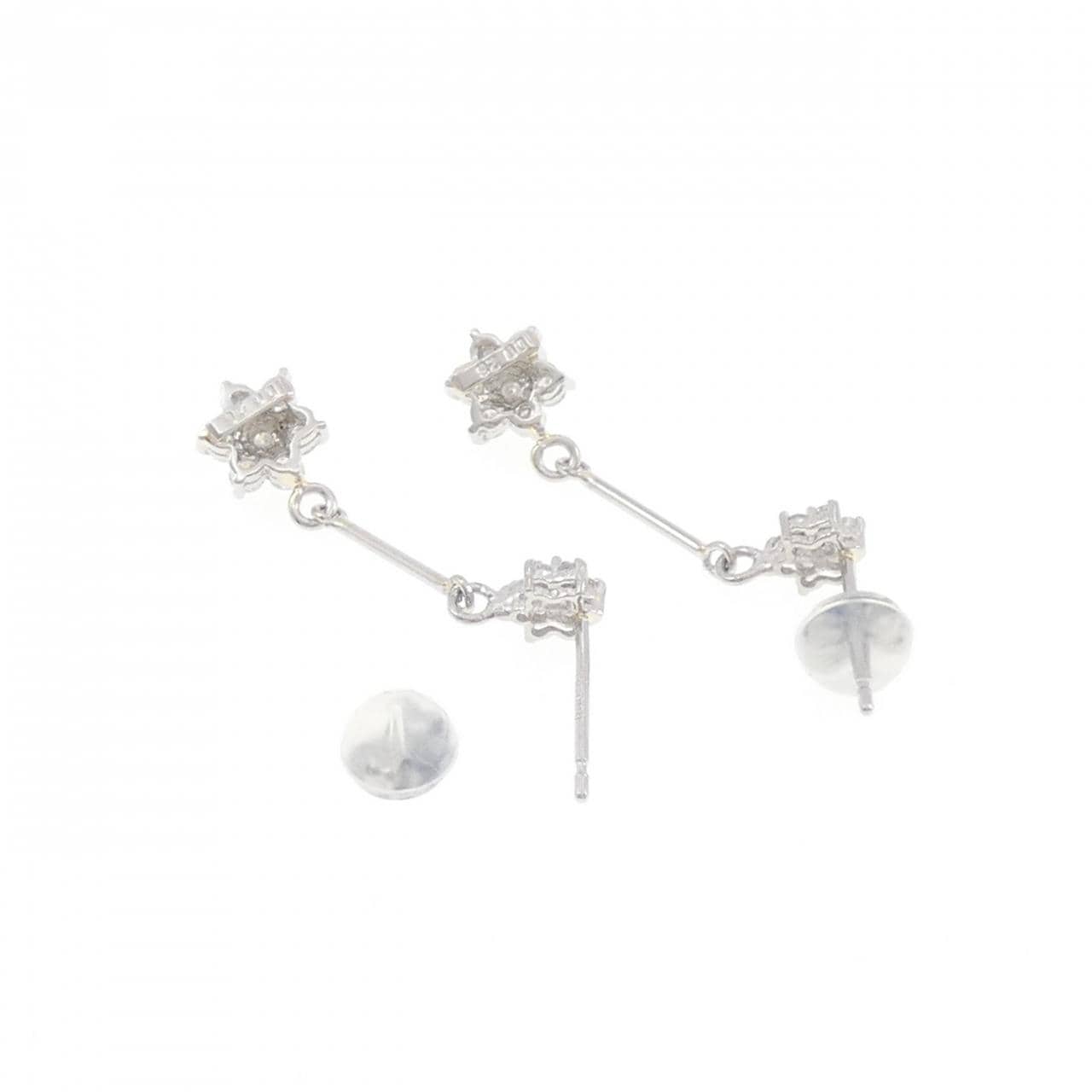 PT900 フラワー ダイヤモンド ピアス 0.52CT