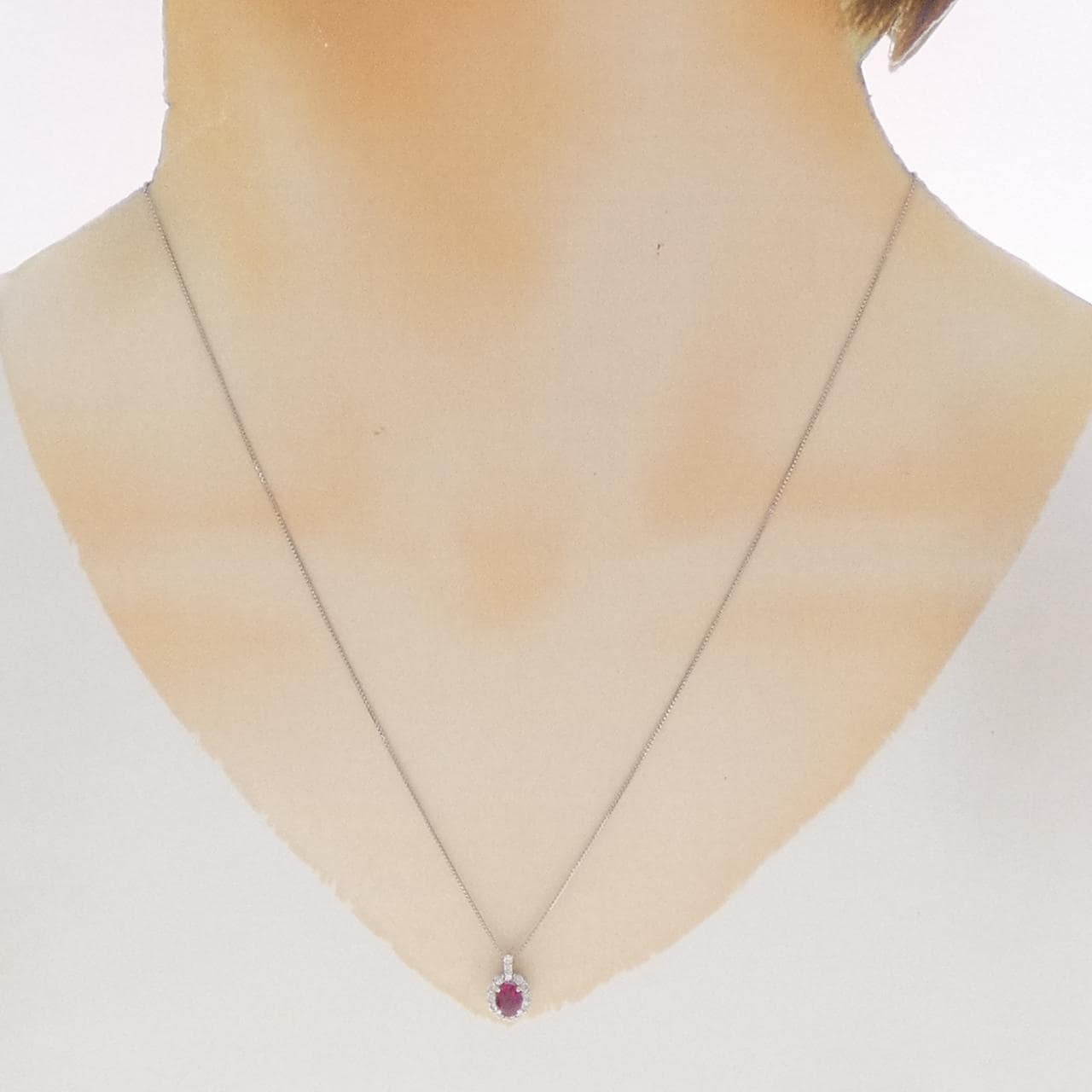 PT950/PT850 ルビー ネックレス 0.38CT