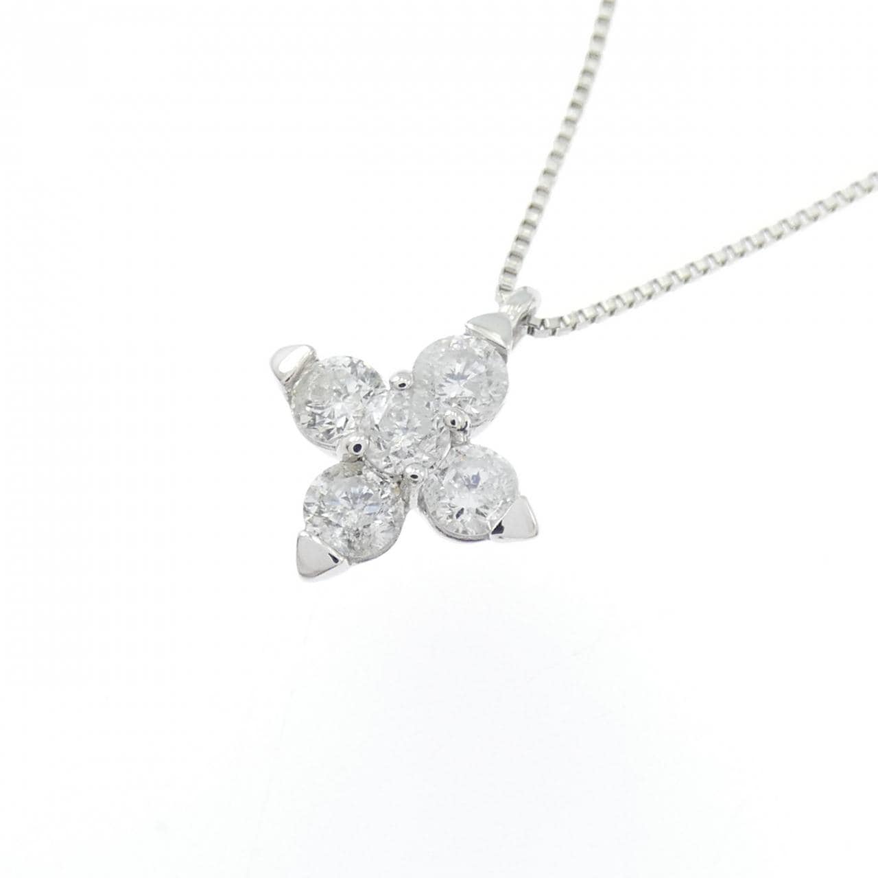 PT900/PT850 フラワー ダイヤモンド ネックレス 0.30CT