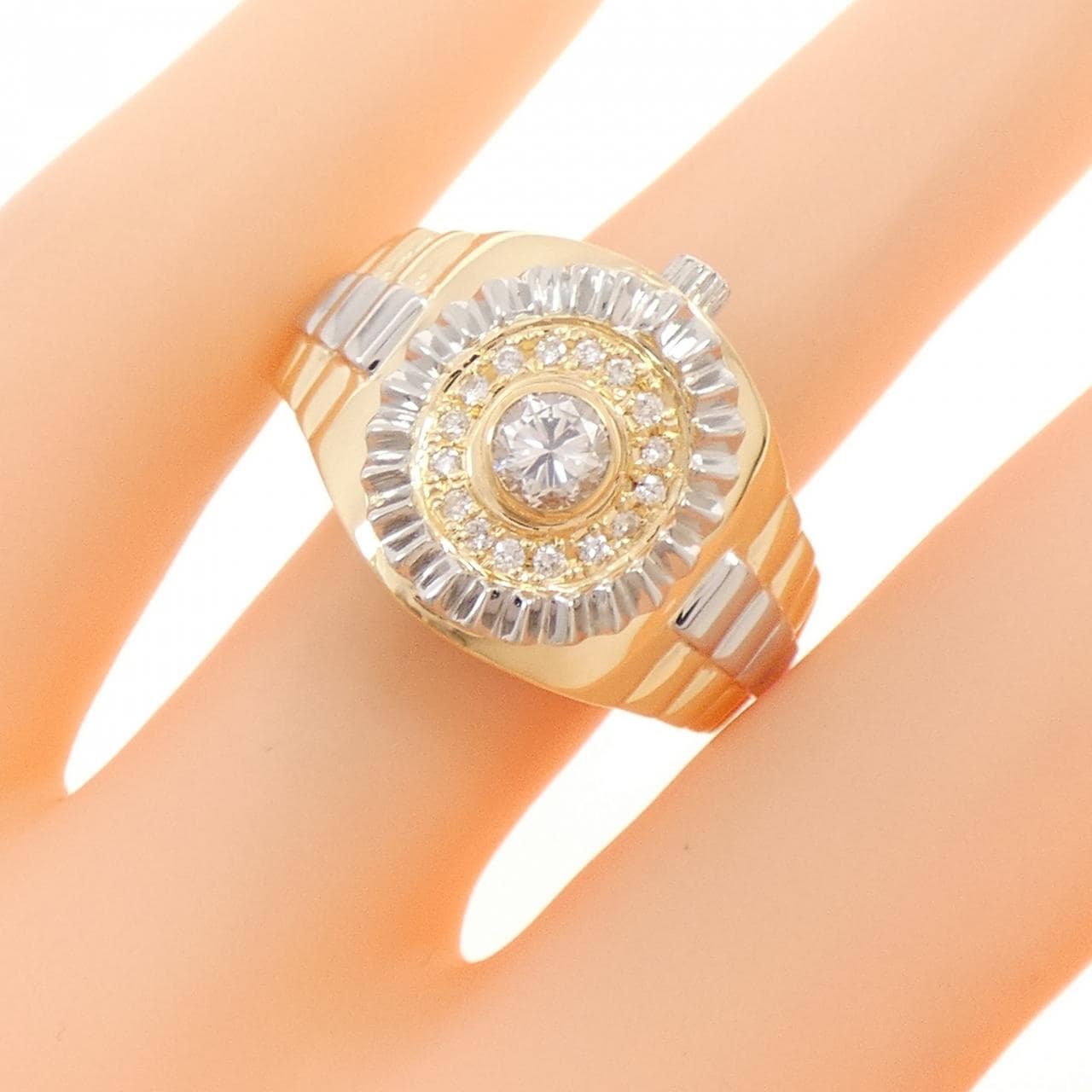 K18YG/PT900 ダイヤモンド リング 0.353CT