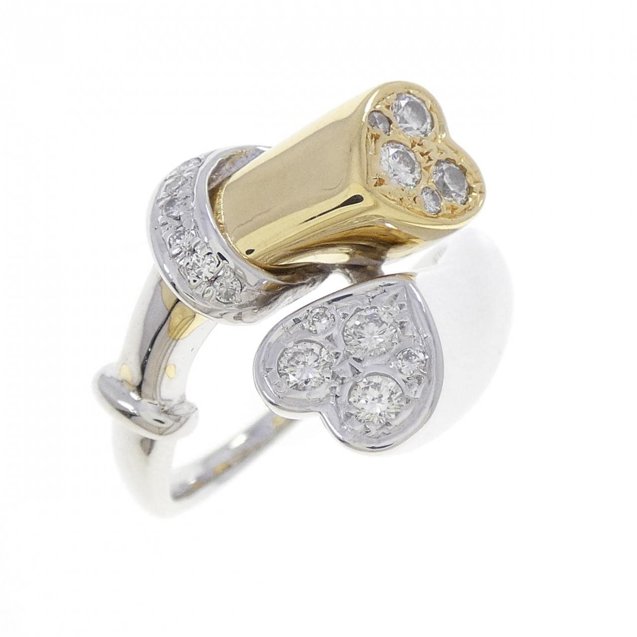 K18WG/K18YG ハート ダイヤモンド リング 0.31CT