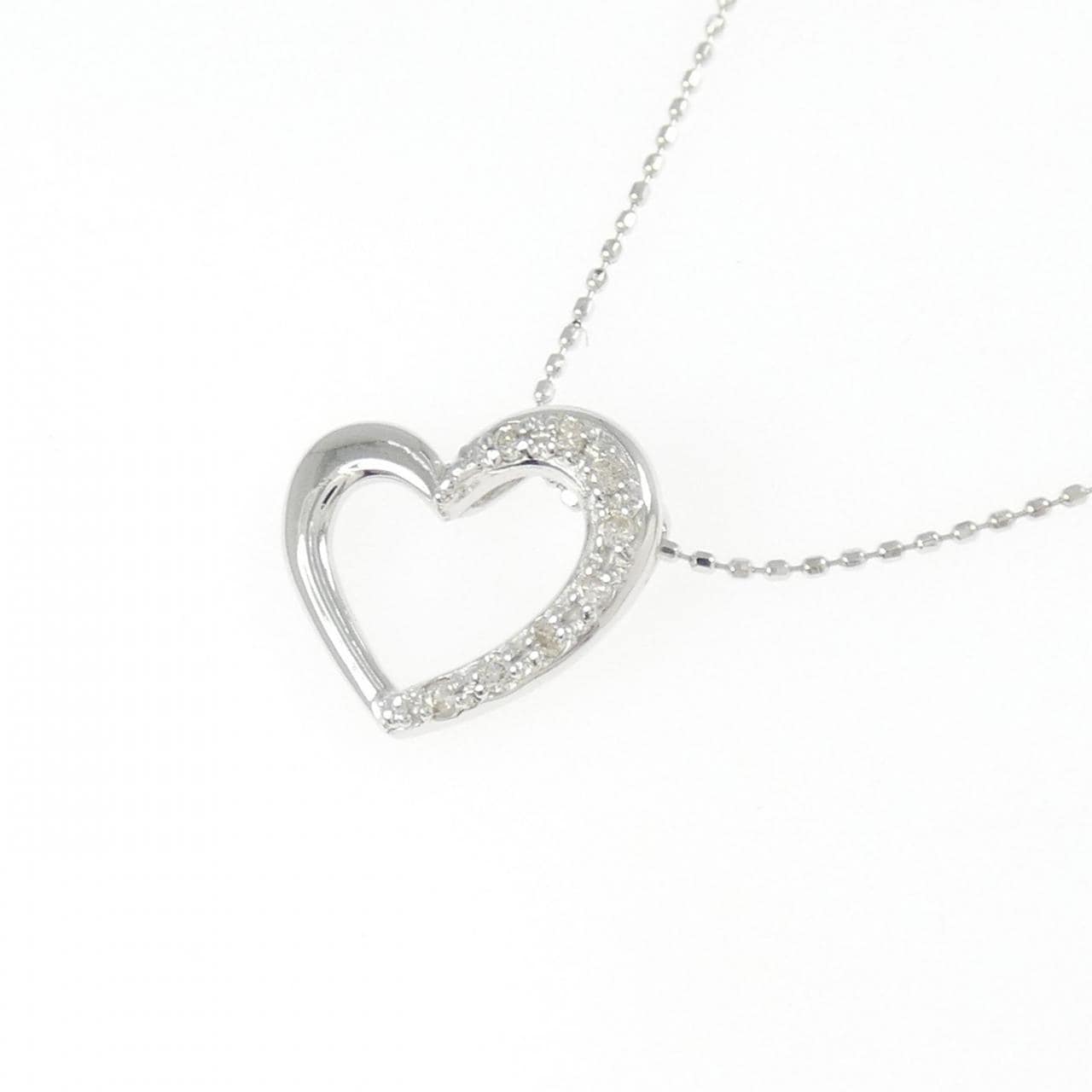 K14WG/14KWG ハート ダイヤモンド ネックレス 0.07CT