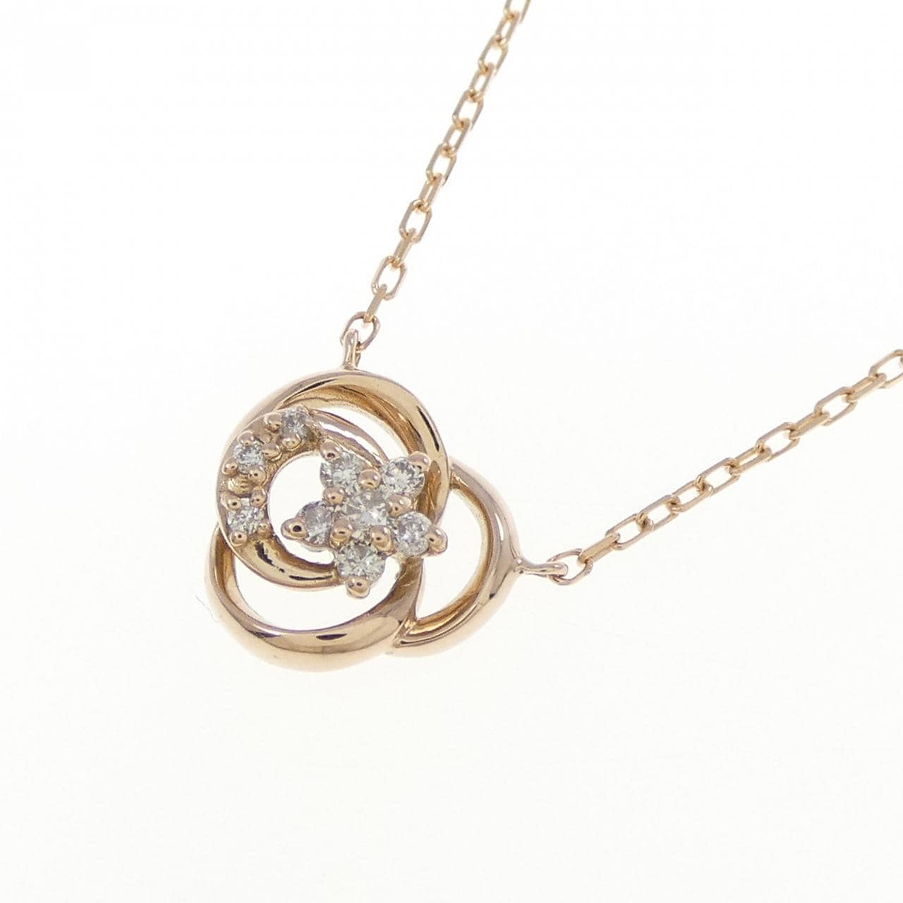K18PG ムーン×スター ダイヤモンド ネックレス 0.06CT