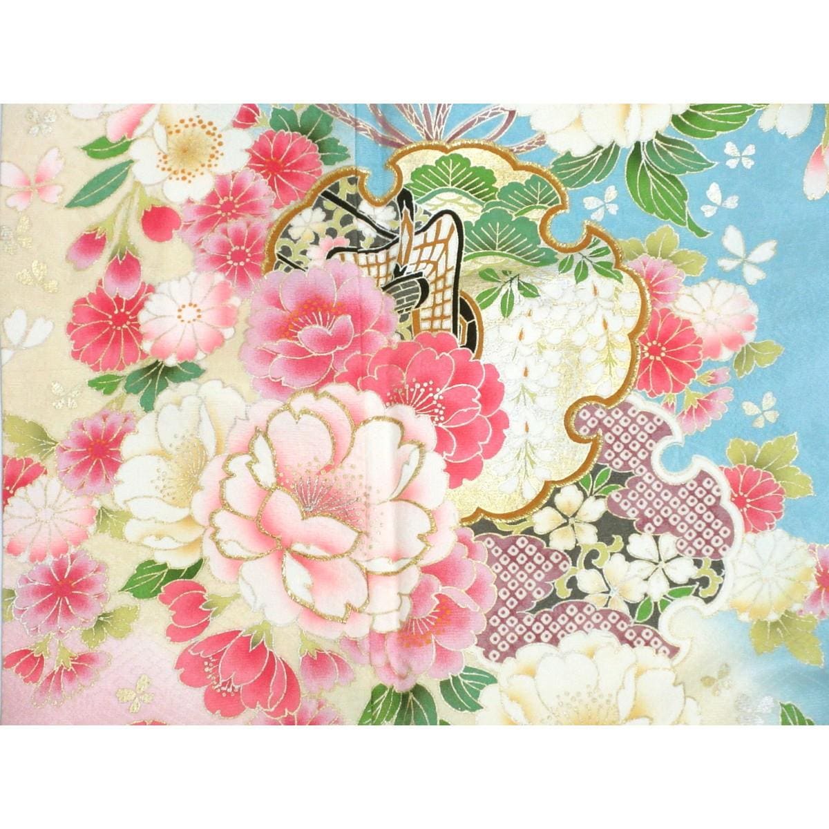振袖　友禅金彩加工　刺繍入りボカシ染　Ｓサイズ