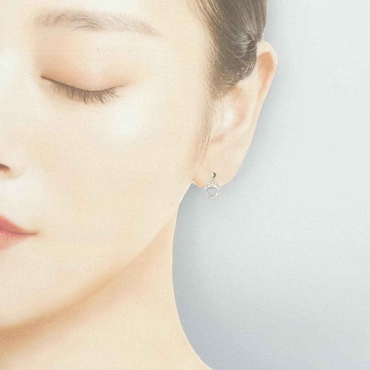 K18WG ハート ダイヤモンド ピアス 0.2CT