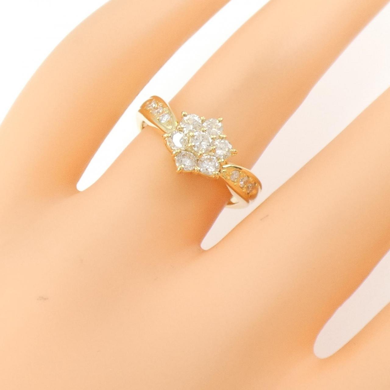 K18YG フラワー ダイヤモンド リング 0.71CT