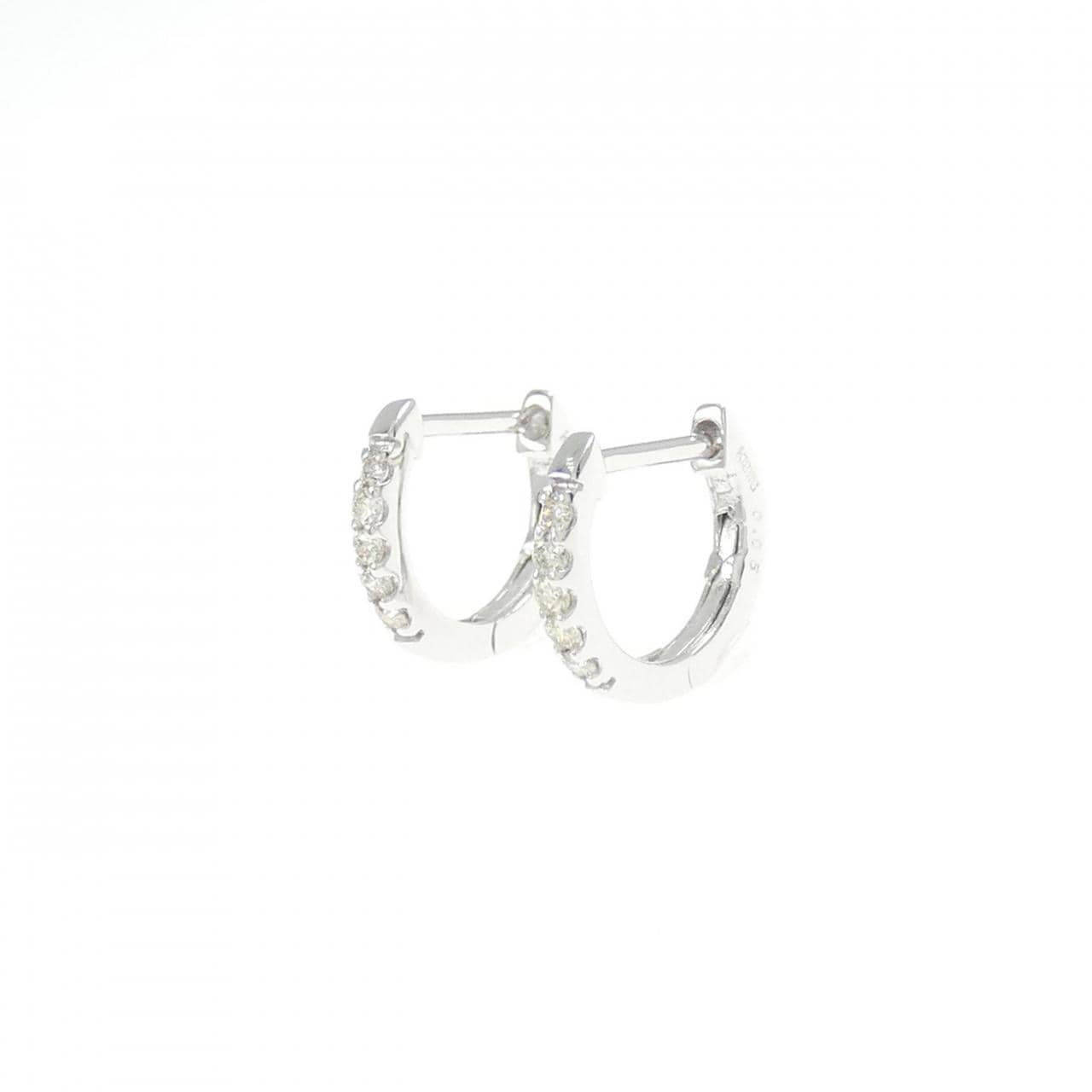 K18WG ダイヤモンド フープ ピアス 0.10CT