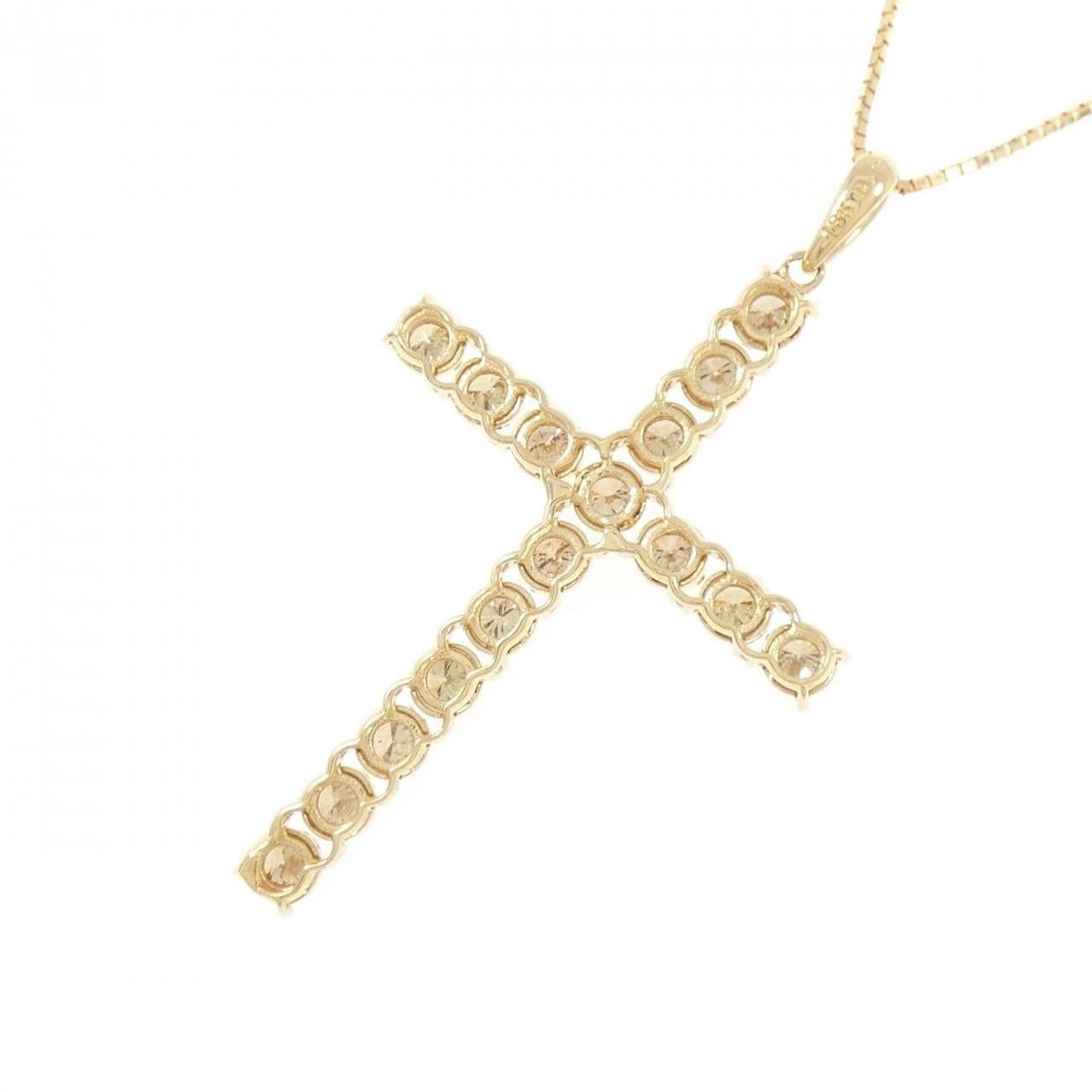 18KYG/K18YG クロス ダイヤモンド ネックレス 1.00CT