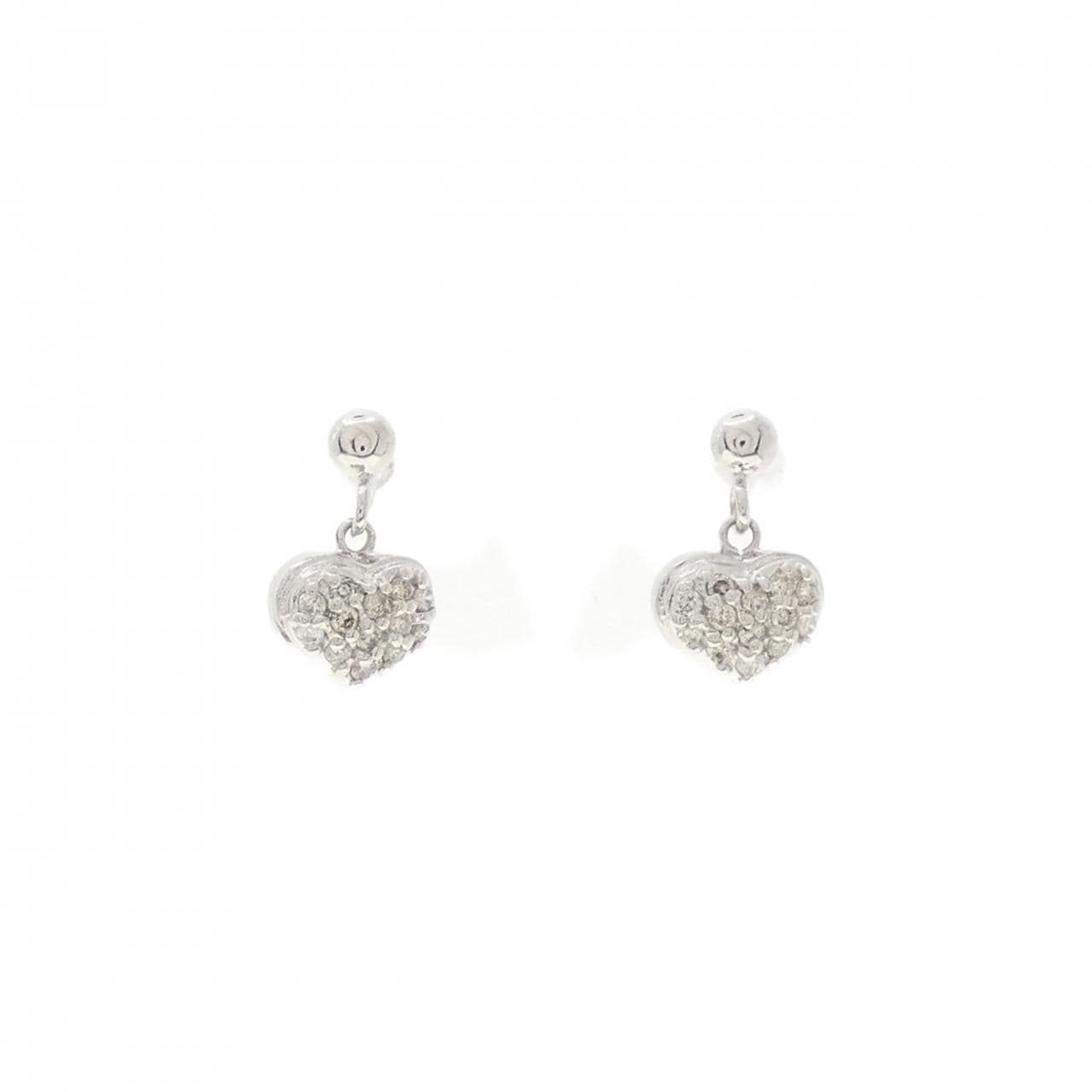 K14WG ハート ダイヤモンド ピアス 0.12CT