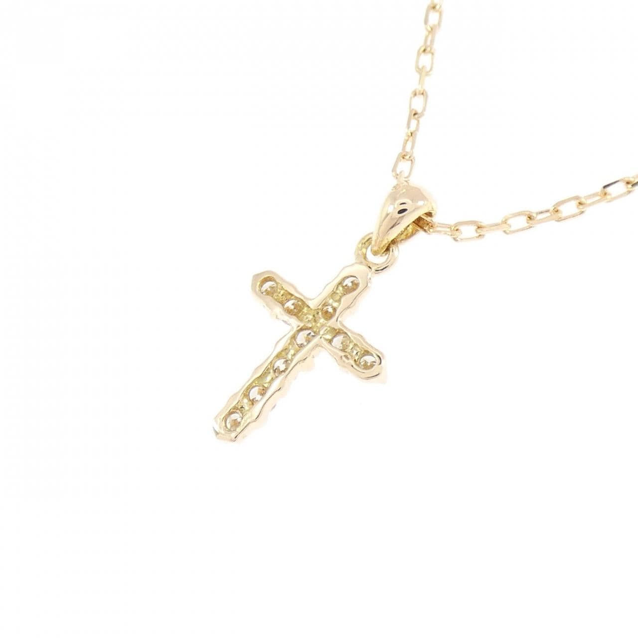 K18YG クロス ダイヤモンド ネックレス 0.1CT