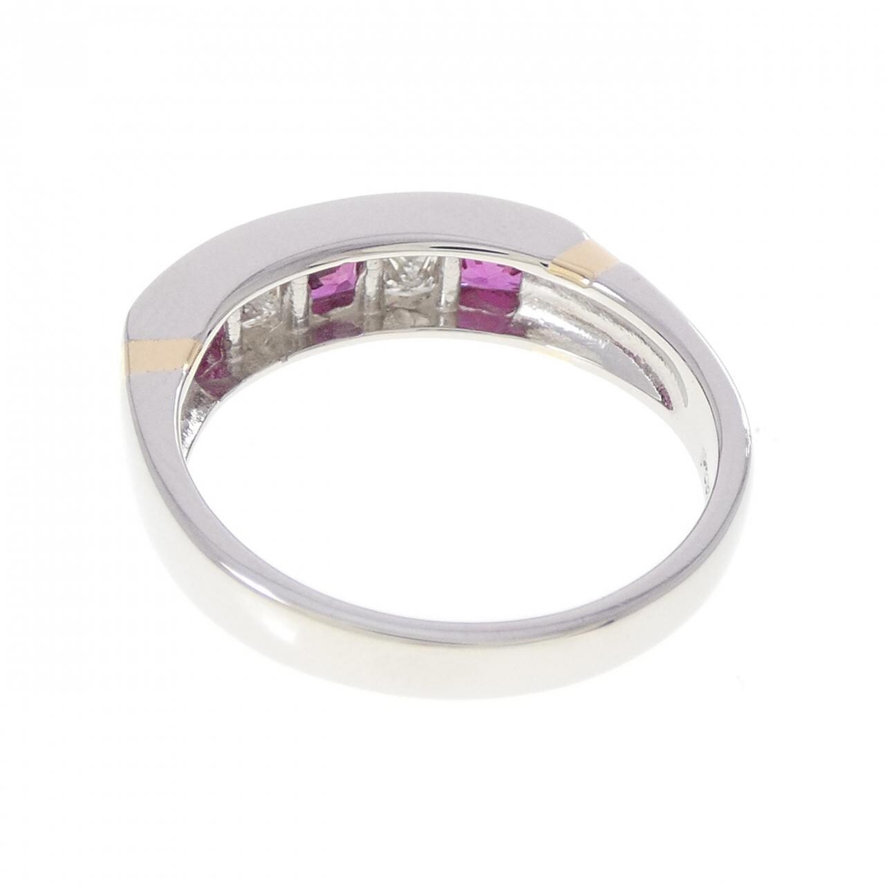 PT900/K18YG ルビー リング 0.45CT