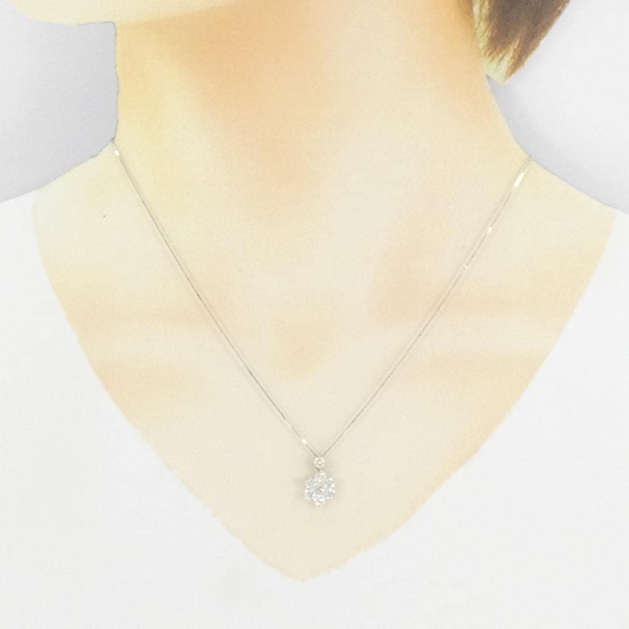 K18WG フラワー ダイヤモンド ネックレス 1.00CT