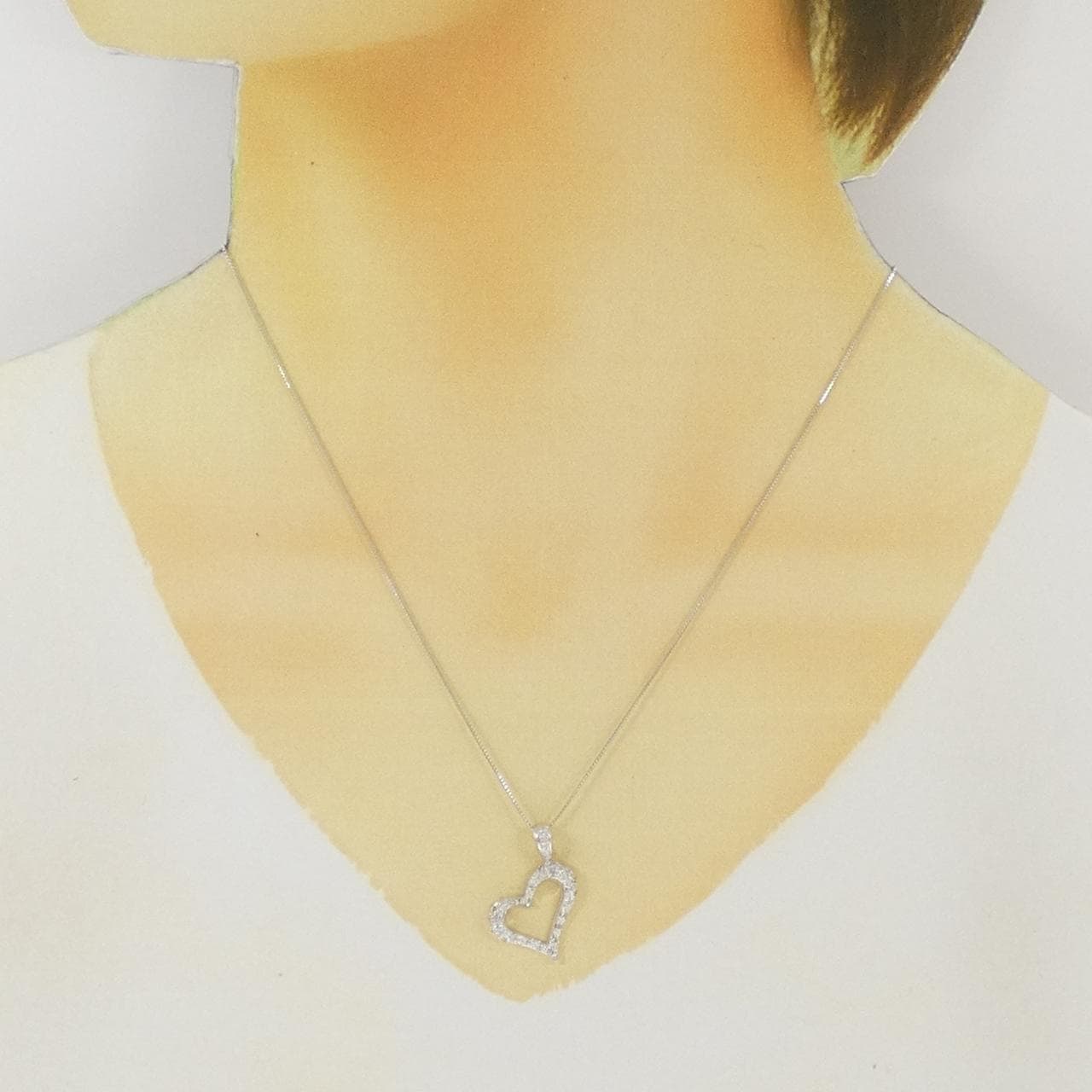 K18WG ハート ダイヤモンド ネックレス 0.30CT