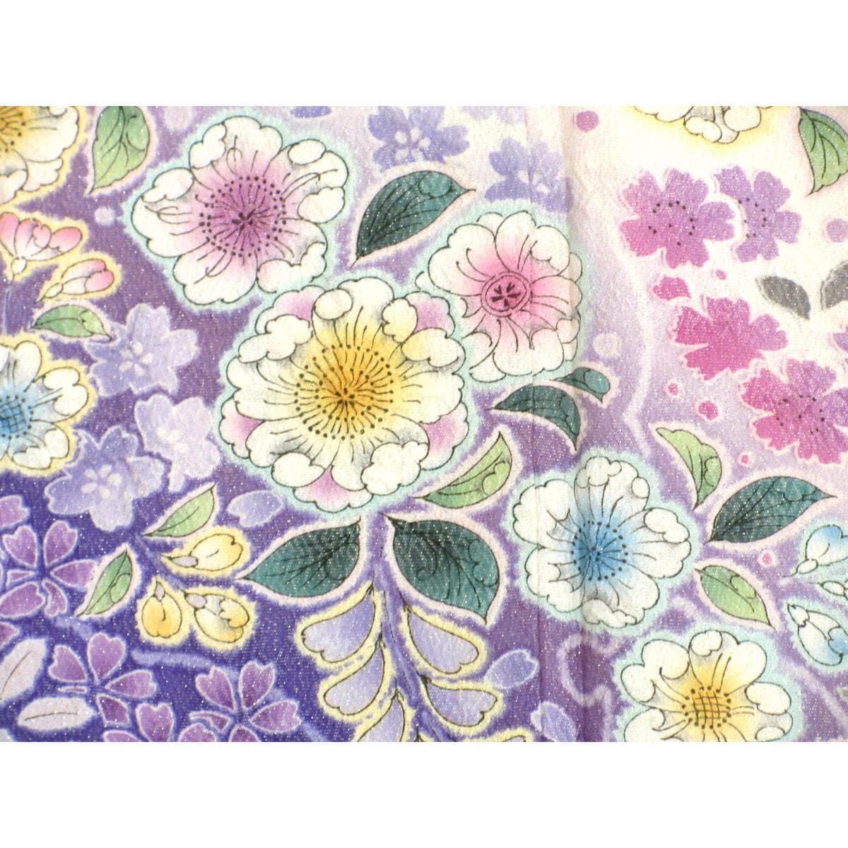 振袖　友禅加工絞り入