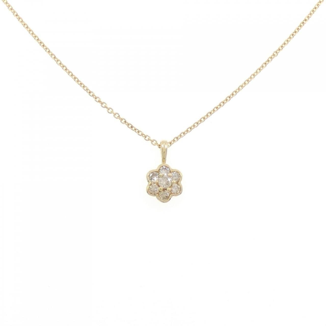 K18YG/750YG フラワー ダイヤモンド ネックレス 0.28CT