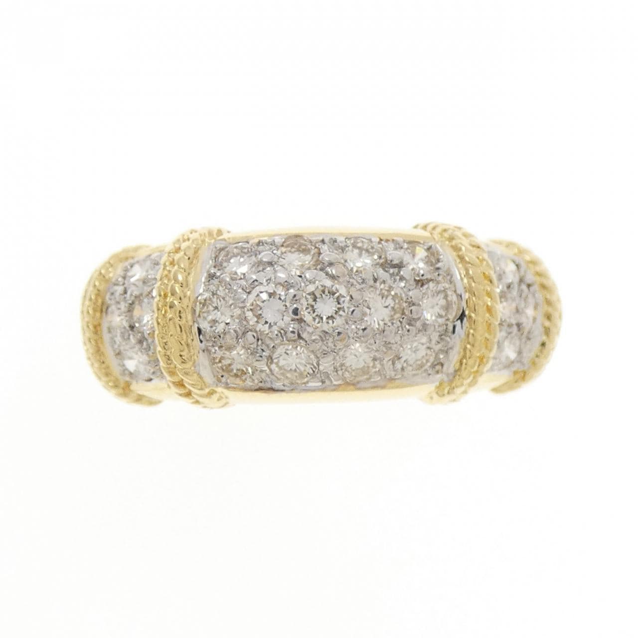 K18YG/K18WG パヴェ ダイヤモンド リング 0.60CT