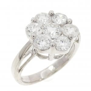 K18WG フラワー ダイヤモンド リング 2.00CT