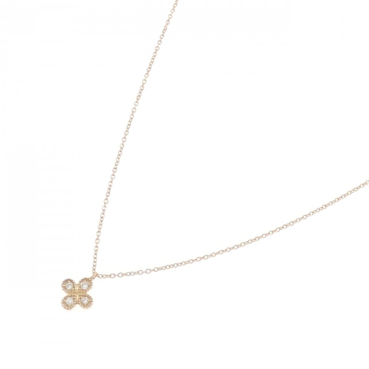 K18PG Flower Diamond Necklace 0.04CT