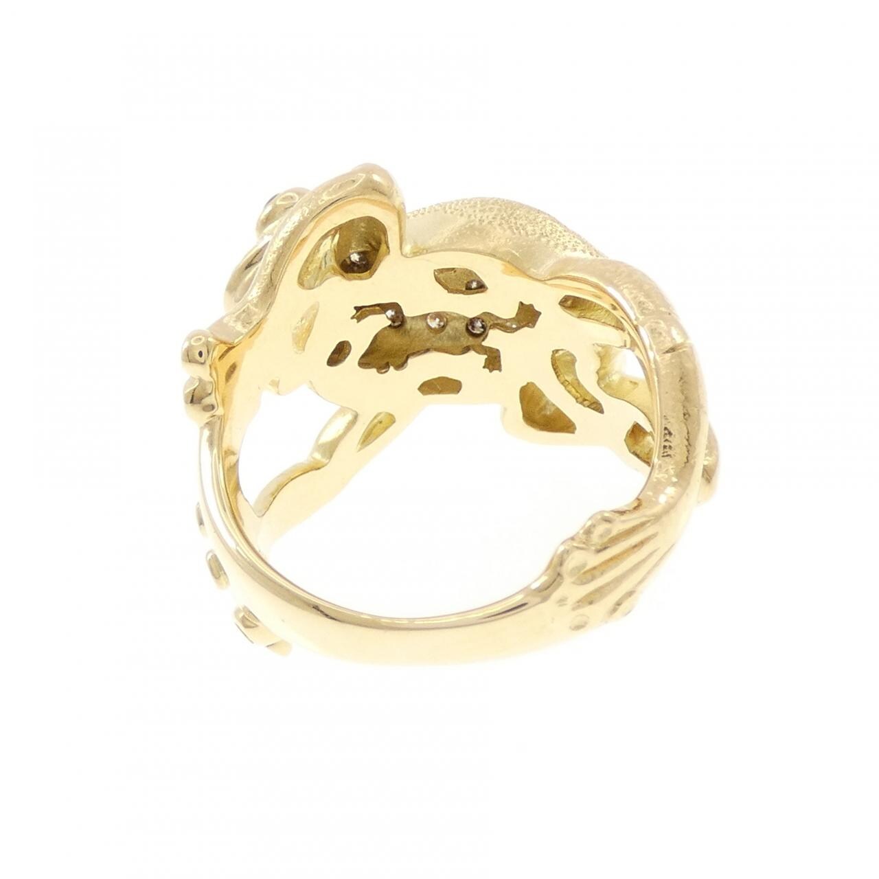 K18YG フロッグ ルビー リング 0.10CT