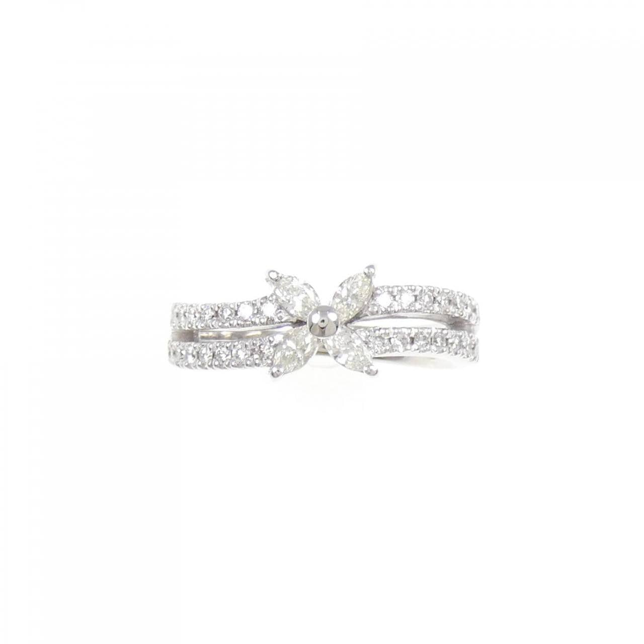 K18WG flower Diamond ring 0.50CT