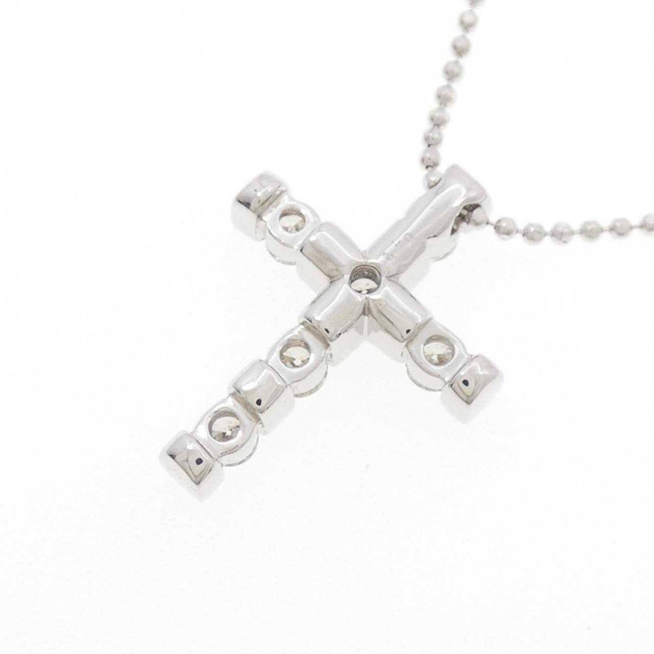 K18WG クロス ダイヤモンド ネックレス 0.72CT