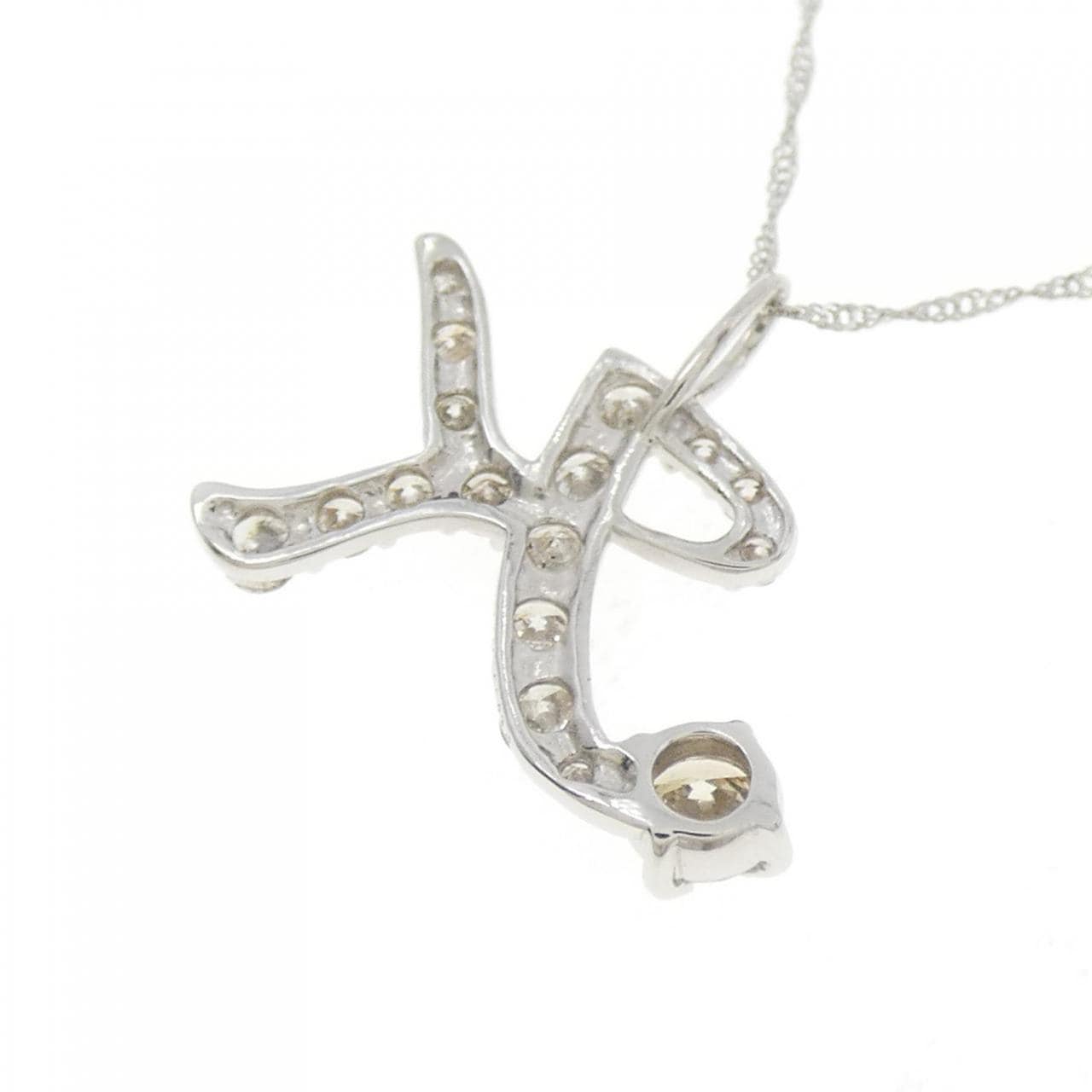 PT900/PT850 イニシャルK ダイヤモンド ネックレス 0.50CT