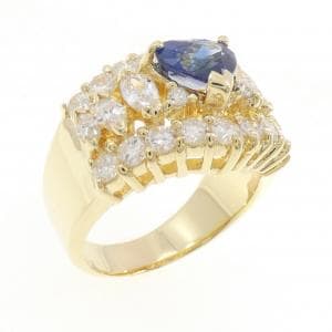 K18YG ハート サファイヤ リング