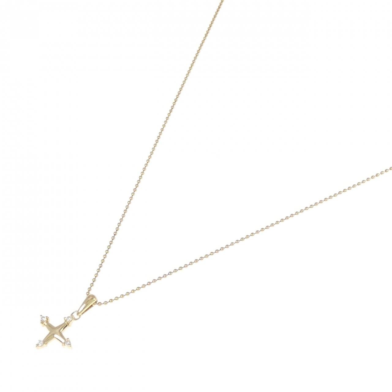 K18YG クロス ダイヤモンド ネックレス 0.04CT