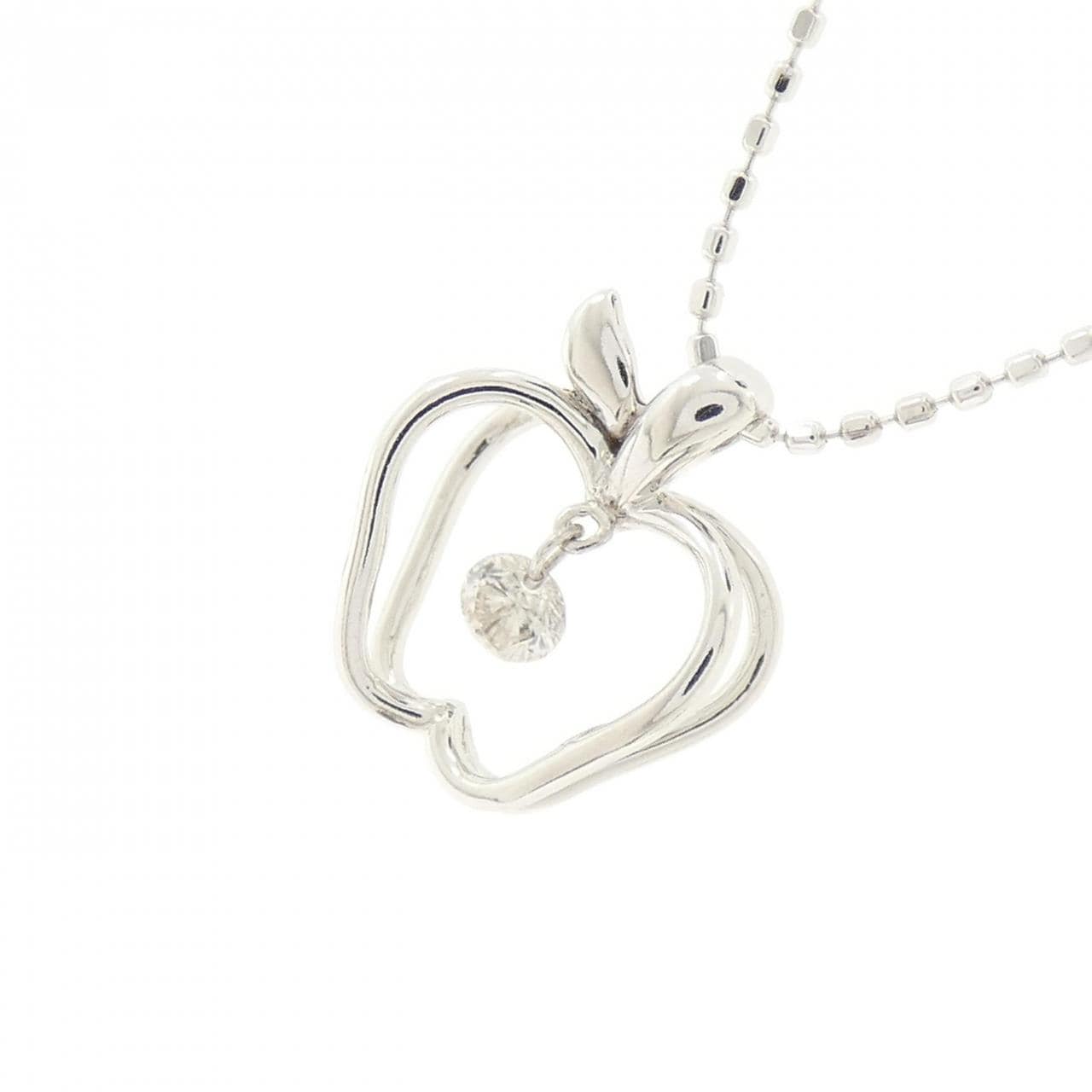 K18WG アップル ダイヤモンド ネックレス 0.07CT