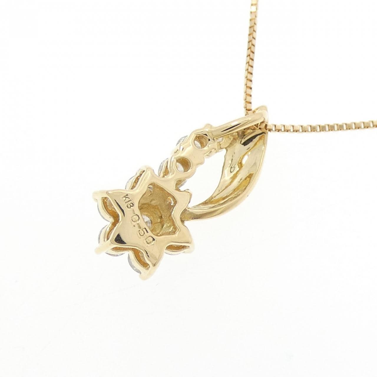 K18YG フラワー ダイヤモンド ネックレス 0.50CT