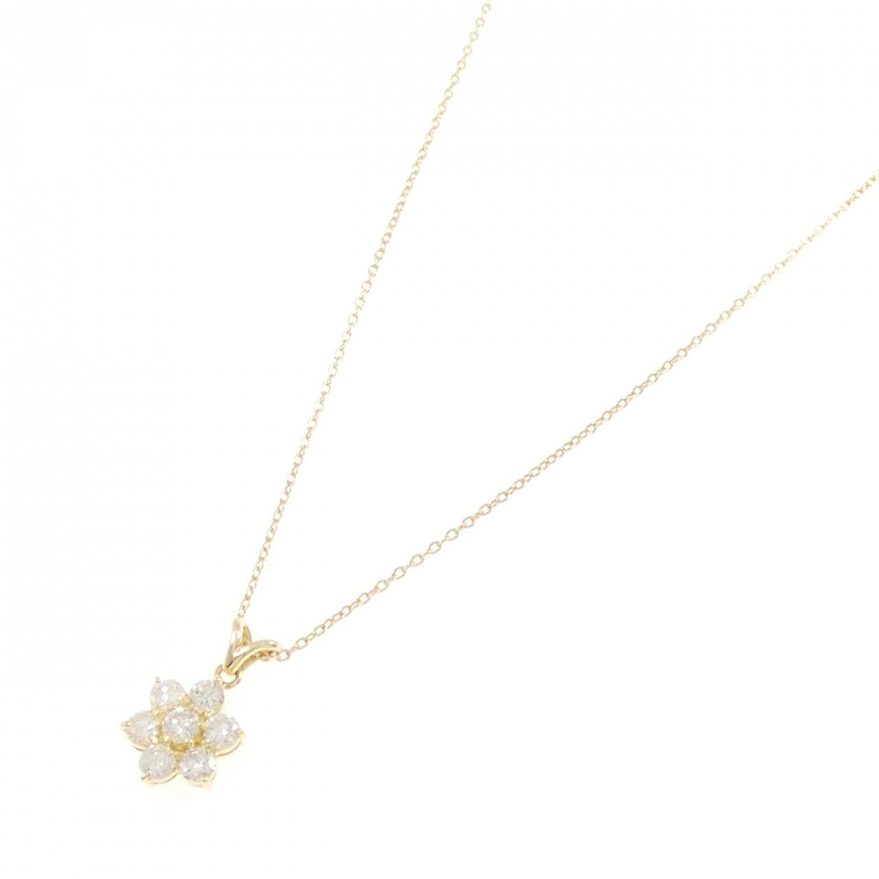 K18YG フラワー ダイヤモンド ネックレス 0.50CT
