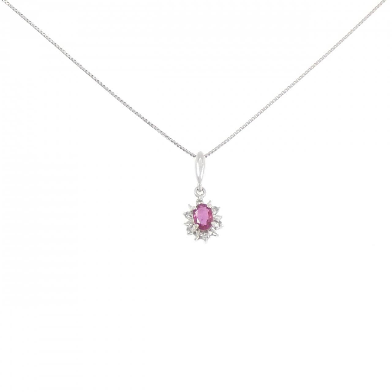 PT900/PT850 ルビー ネックレス 0.25CT