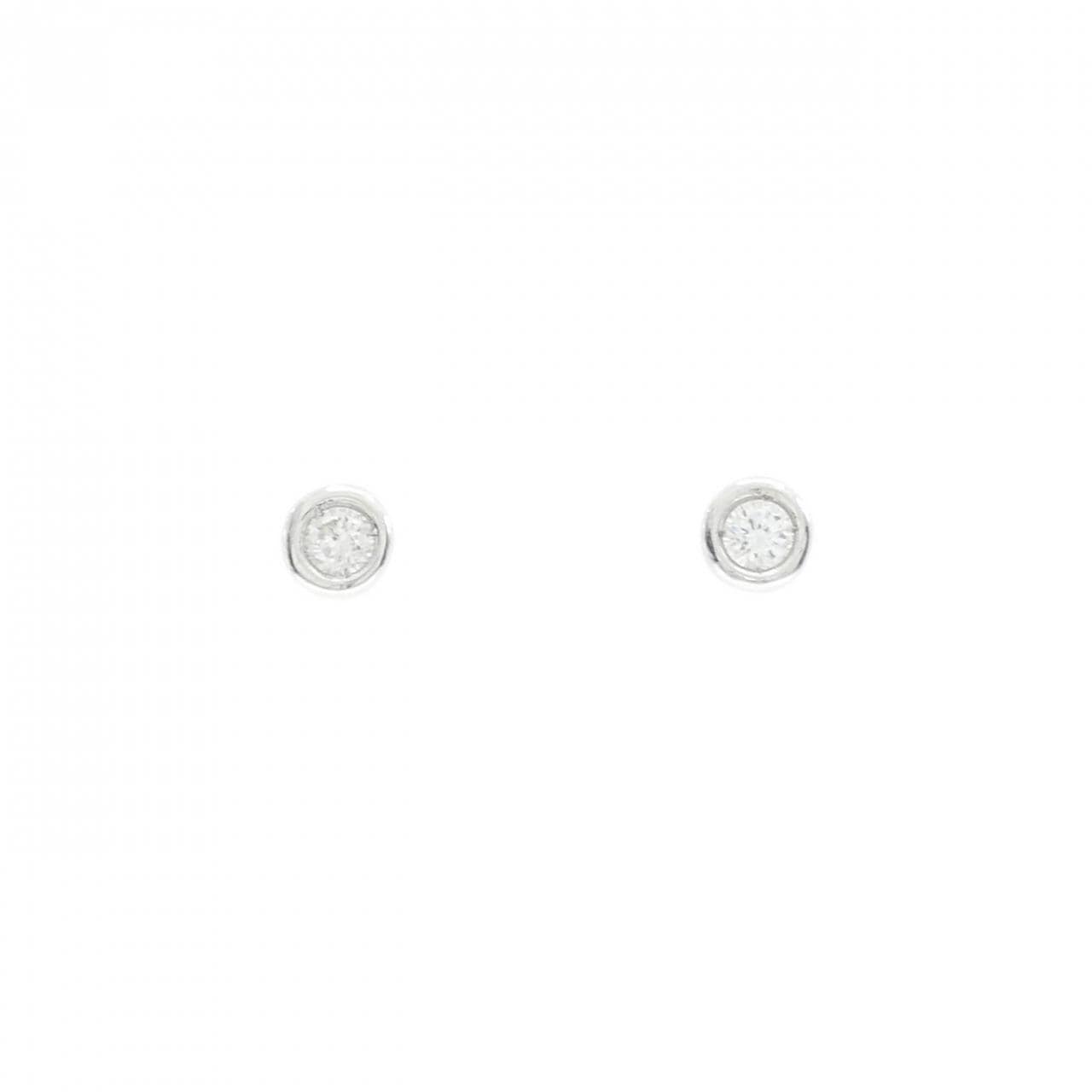 K18WG ソリティア ダイヤモンド ピアス