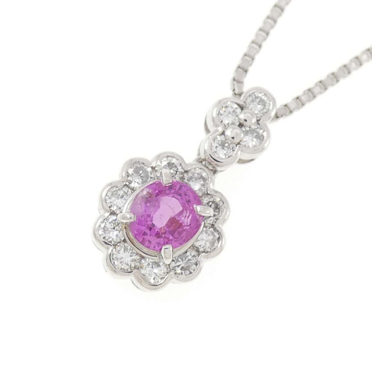 PT900/PT850  フラワー サファイヤ ネックレス 1.09CT