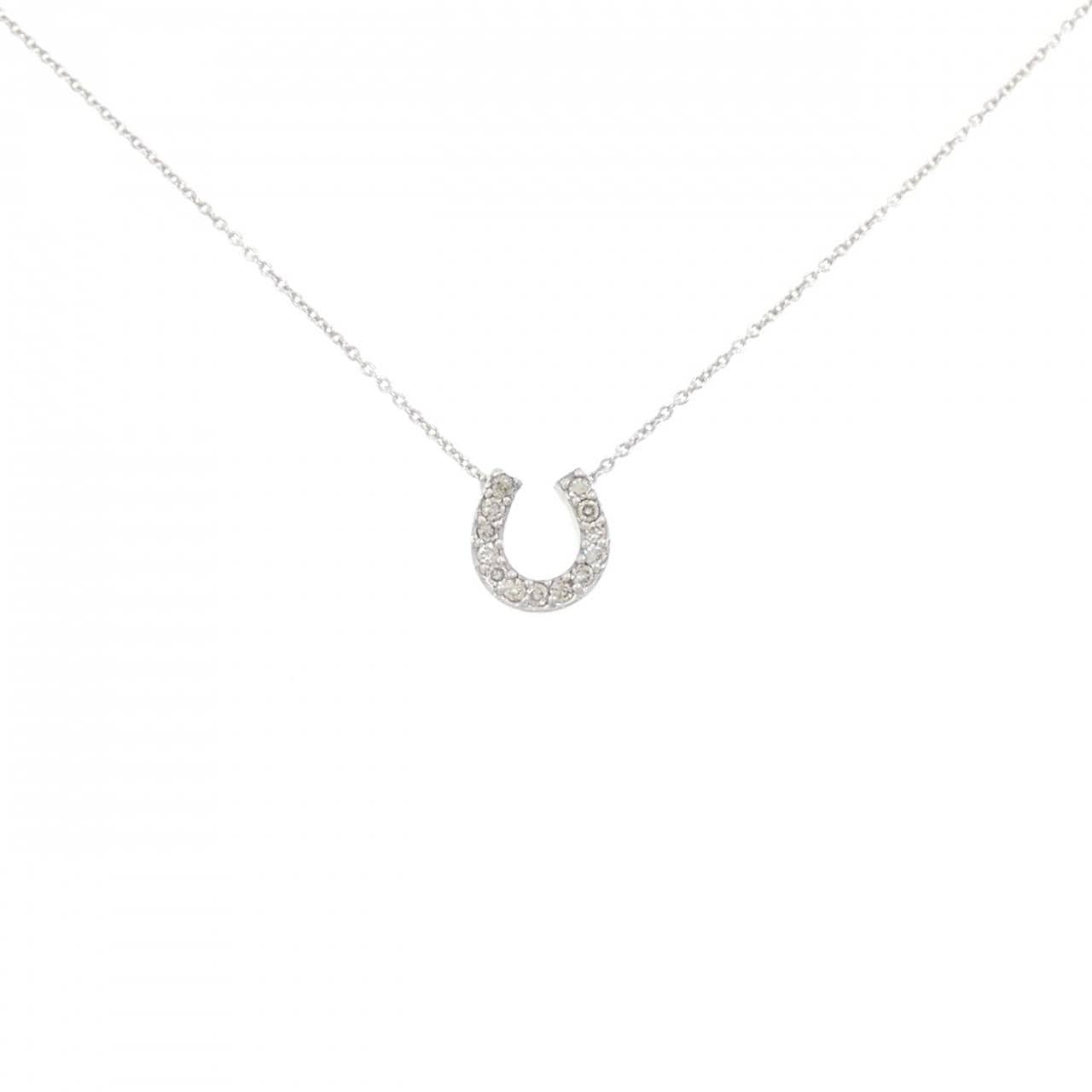 K18WG ホースシュー ダイヤモンド ネックレス 0.13CT