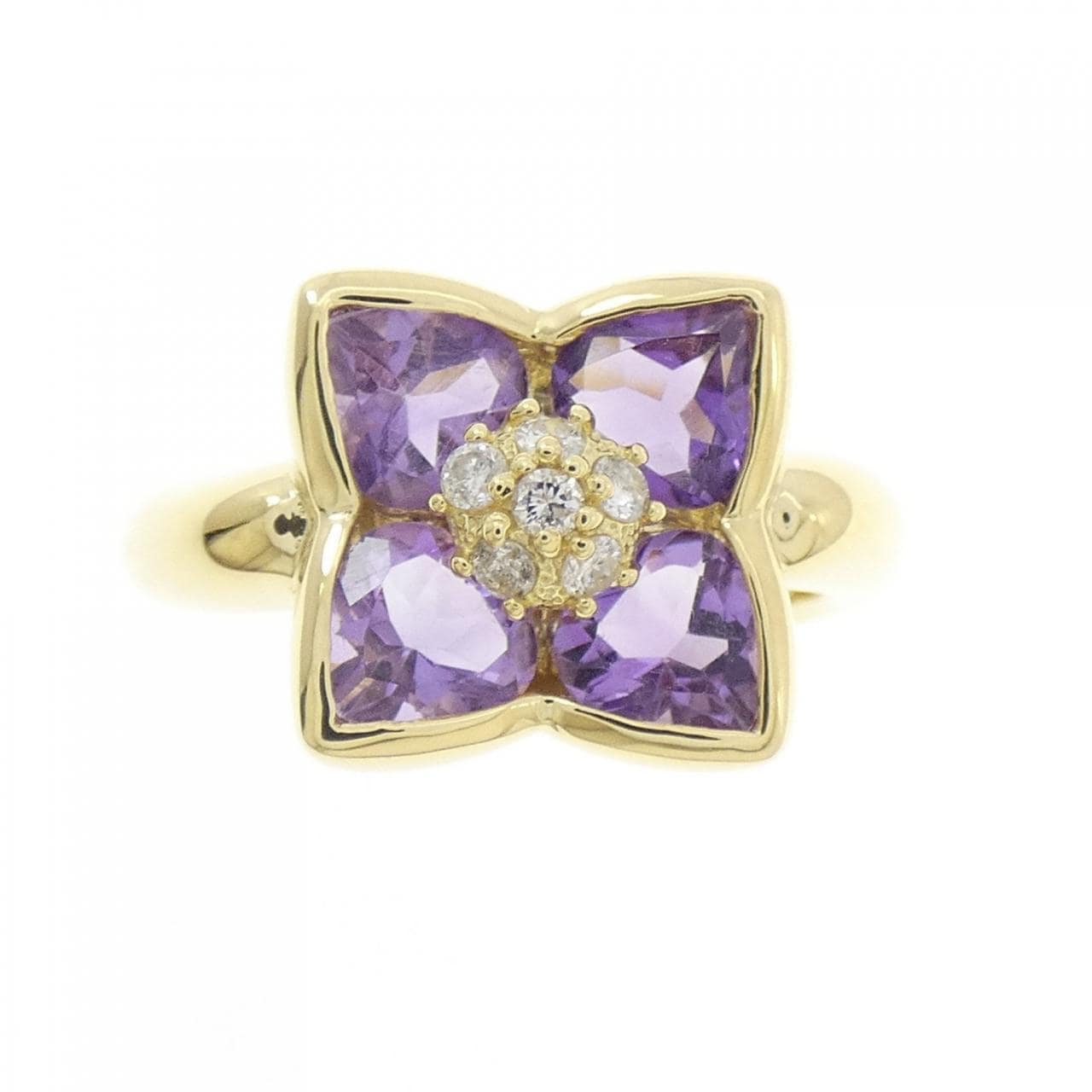 K18YG Flower Amethyst Ring