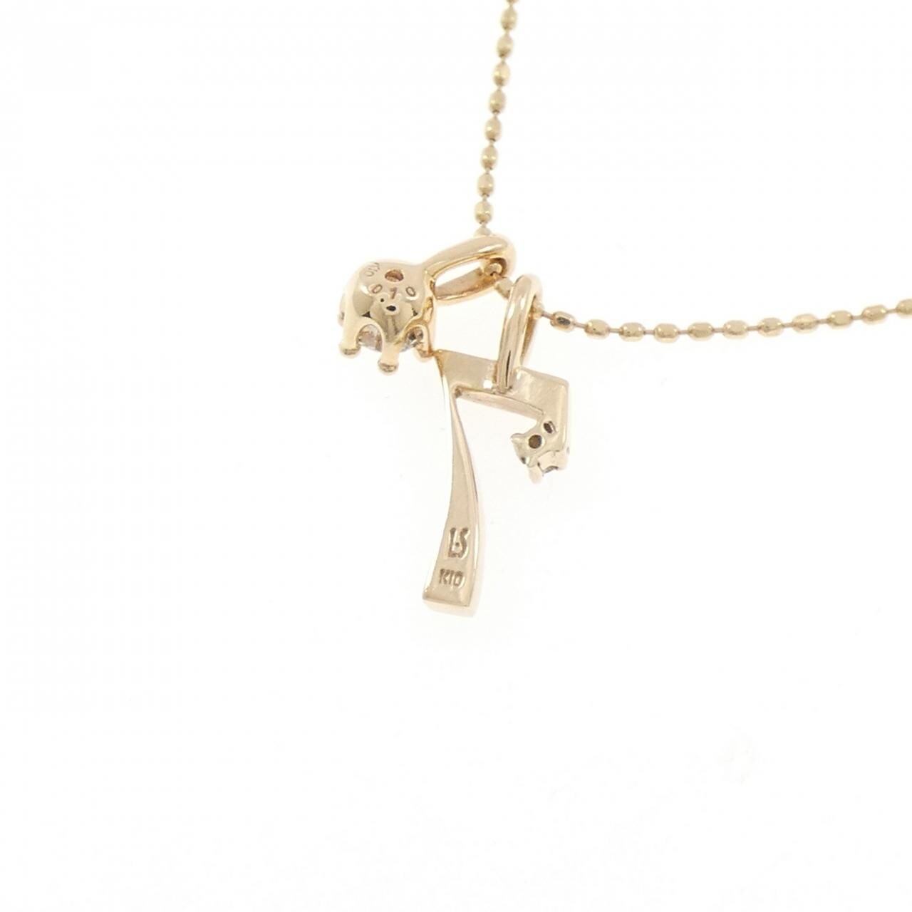 K10YG 2WAY ナンバー7 ダイヤモンド ネックレス 0.10CT