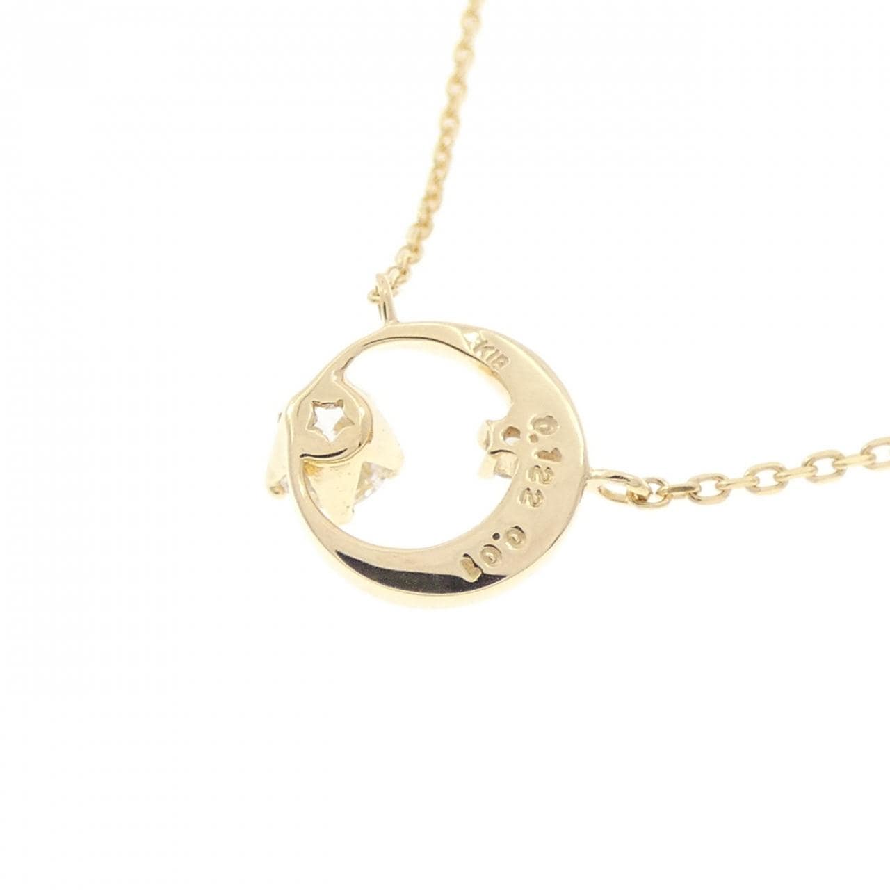 K18YG Moon Diamond Necklace 0.122CT