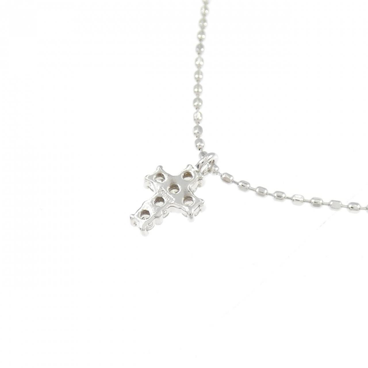 K18WG クロス ダイヤモンド ネックレス 0.06CT