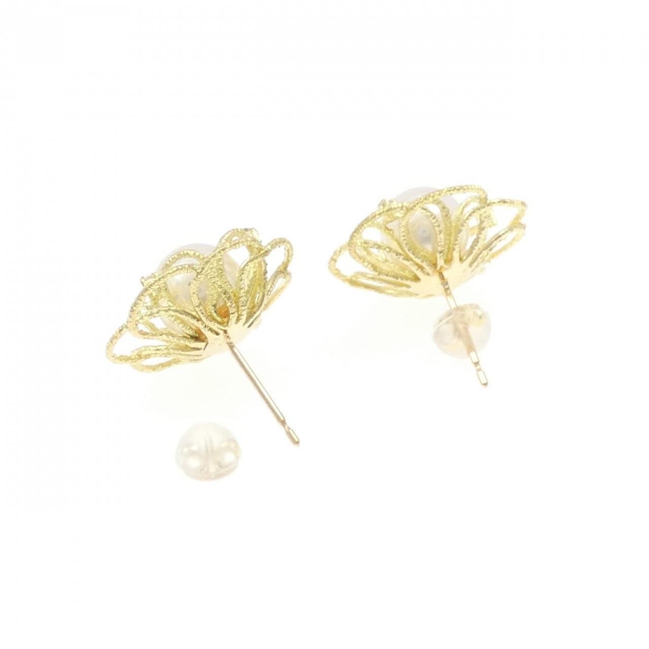 K18YG フラワー アコヤパール ピアス 8.1mm