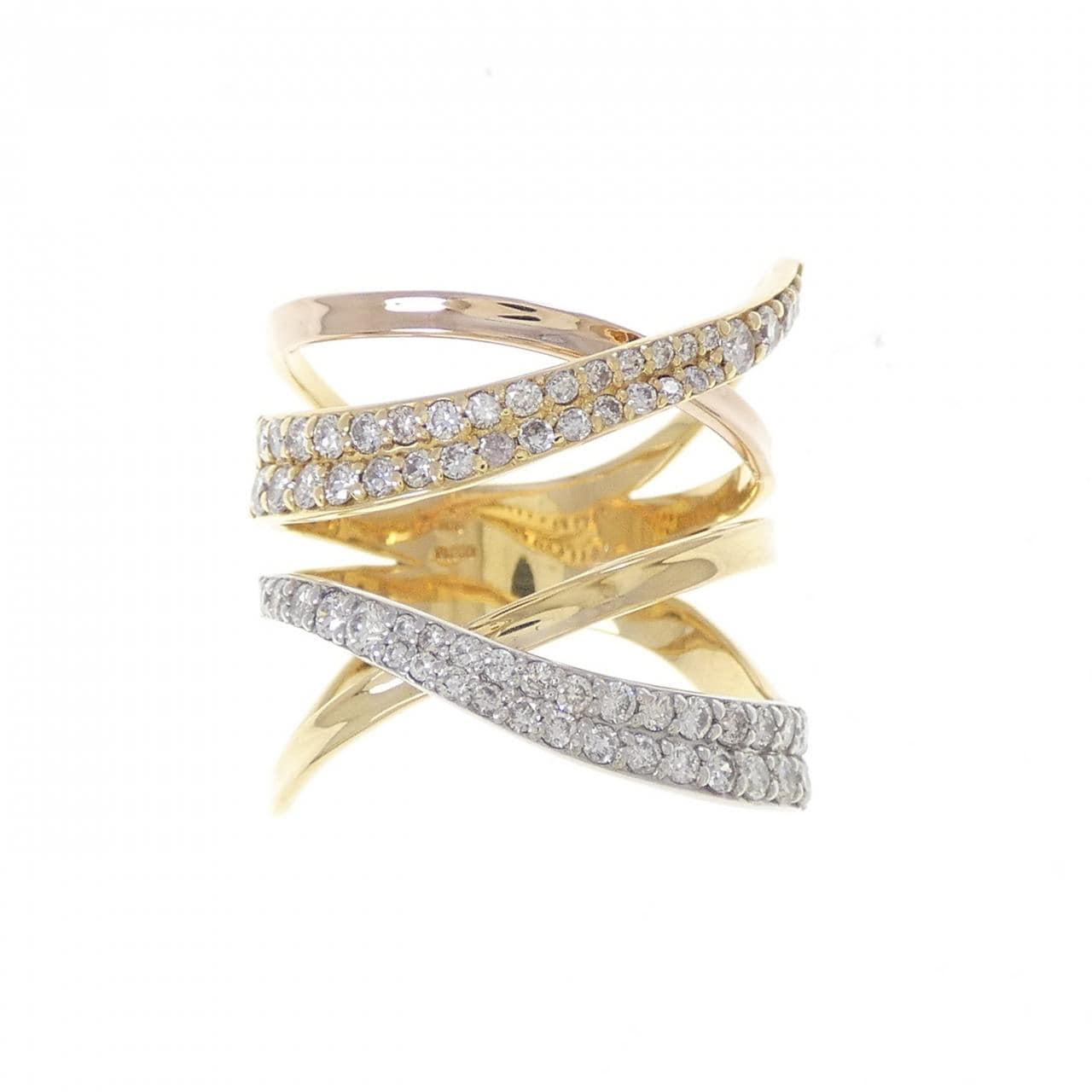 K18YG/PT900/K18PG ダイヤモンド リング 0.86CT