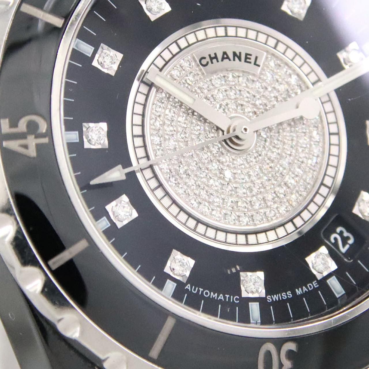 【ノーメンテナンス還元価格】シャネル J12 38mmセラミック･12P･センターパヴェ H1757 セラミック 自動巻