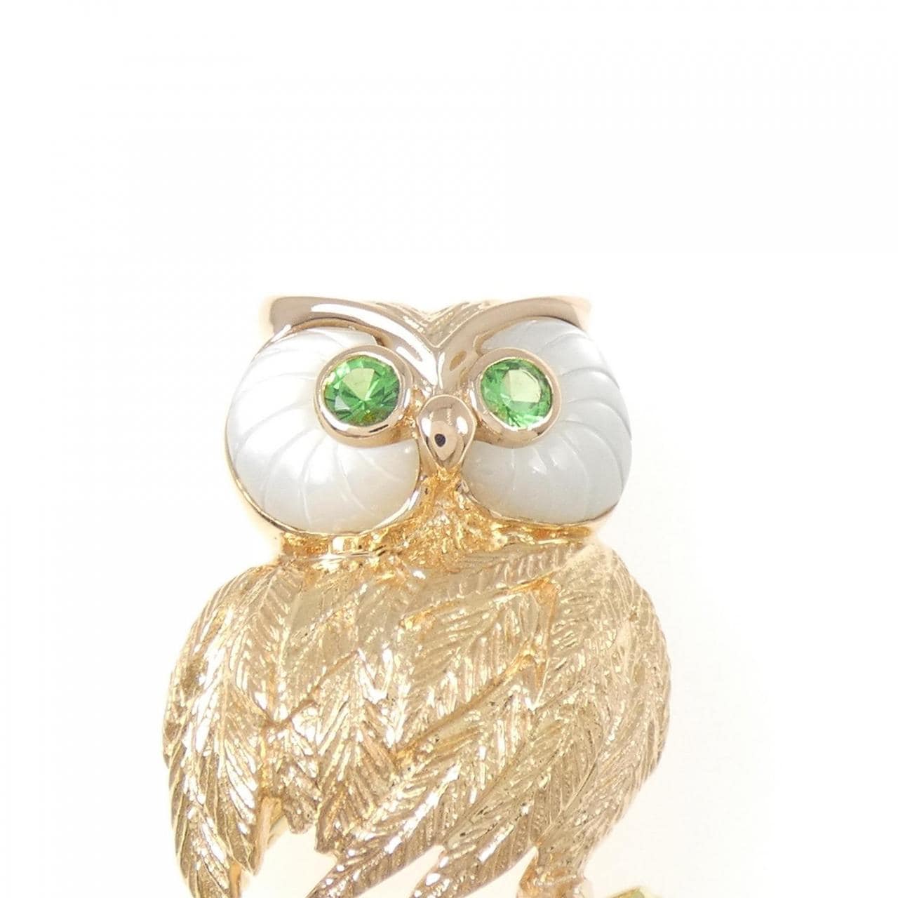 K18YG/K18PG フクロウ マザーオブパール ブローチ