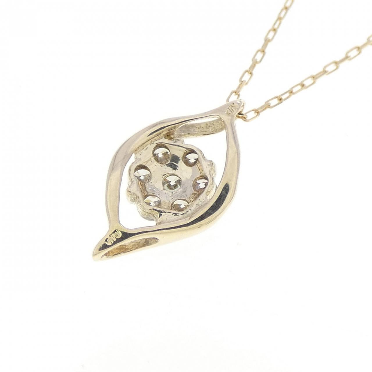 K10YG フラワー ダイヤモンド ネックレス 0.10CT