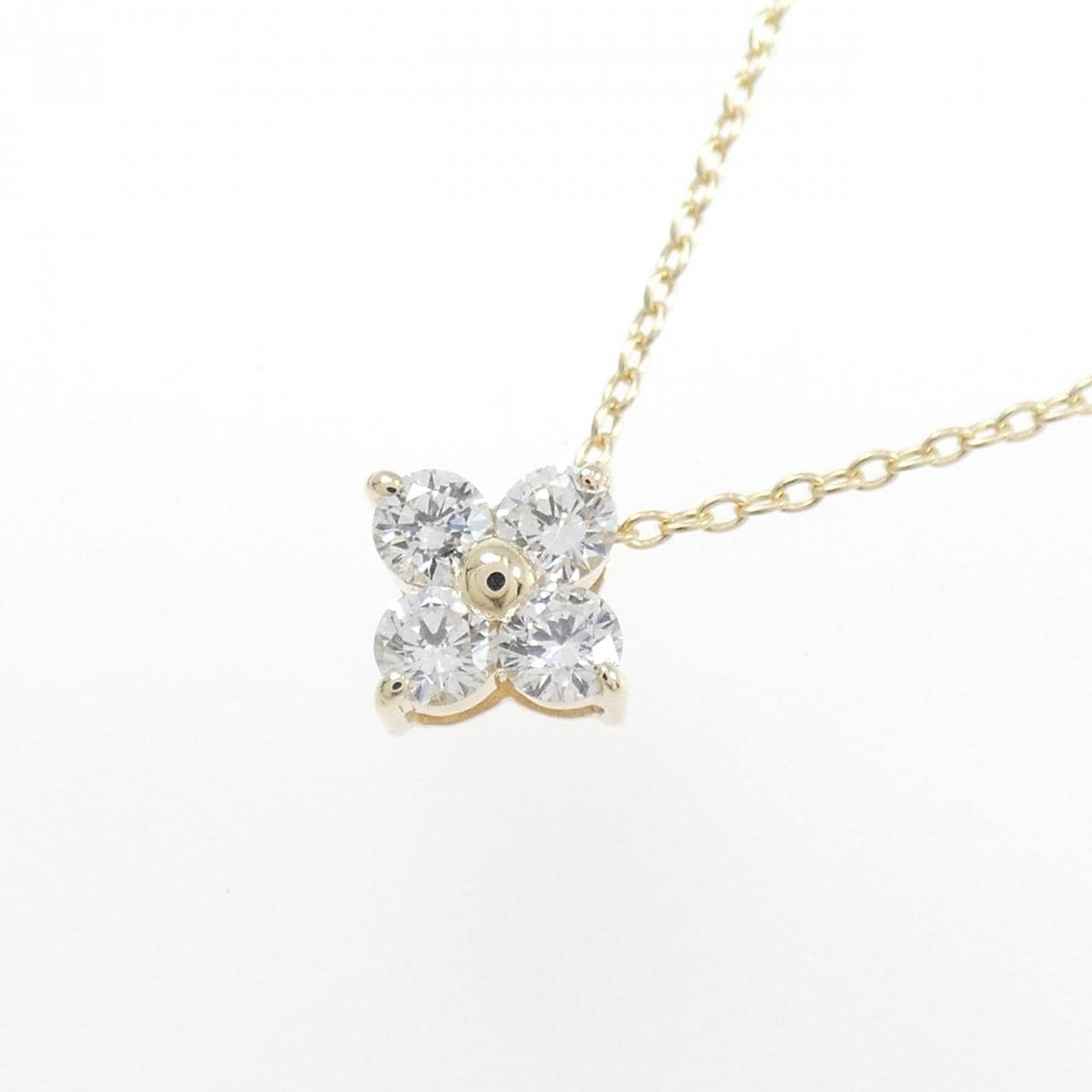 【リメイク】K10YG フラワー ダイヤモンド ネックレス 0.20CT
