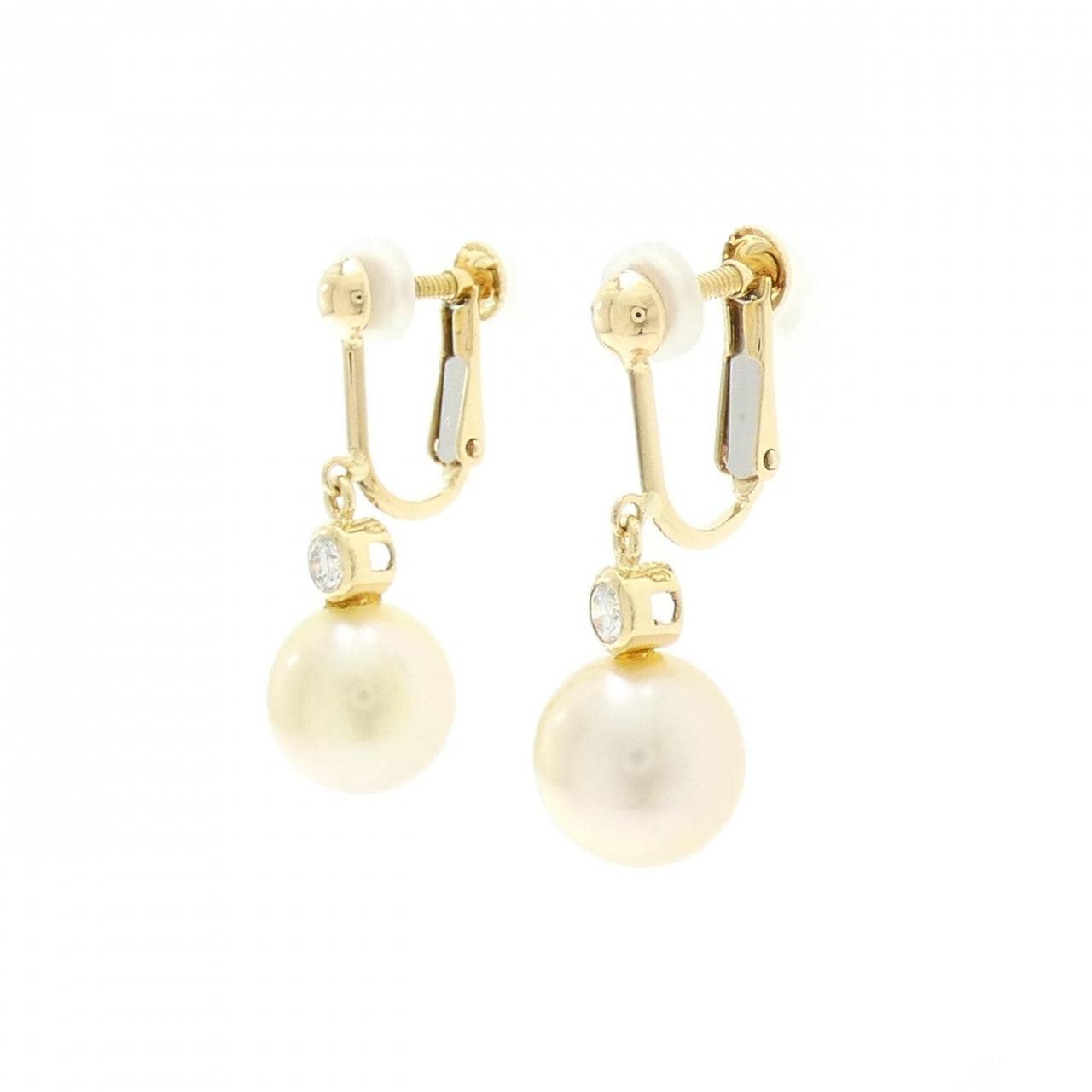 K18YG 白蝶パール イヤリング 9.2mm