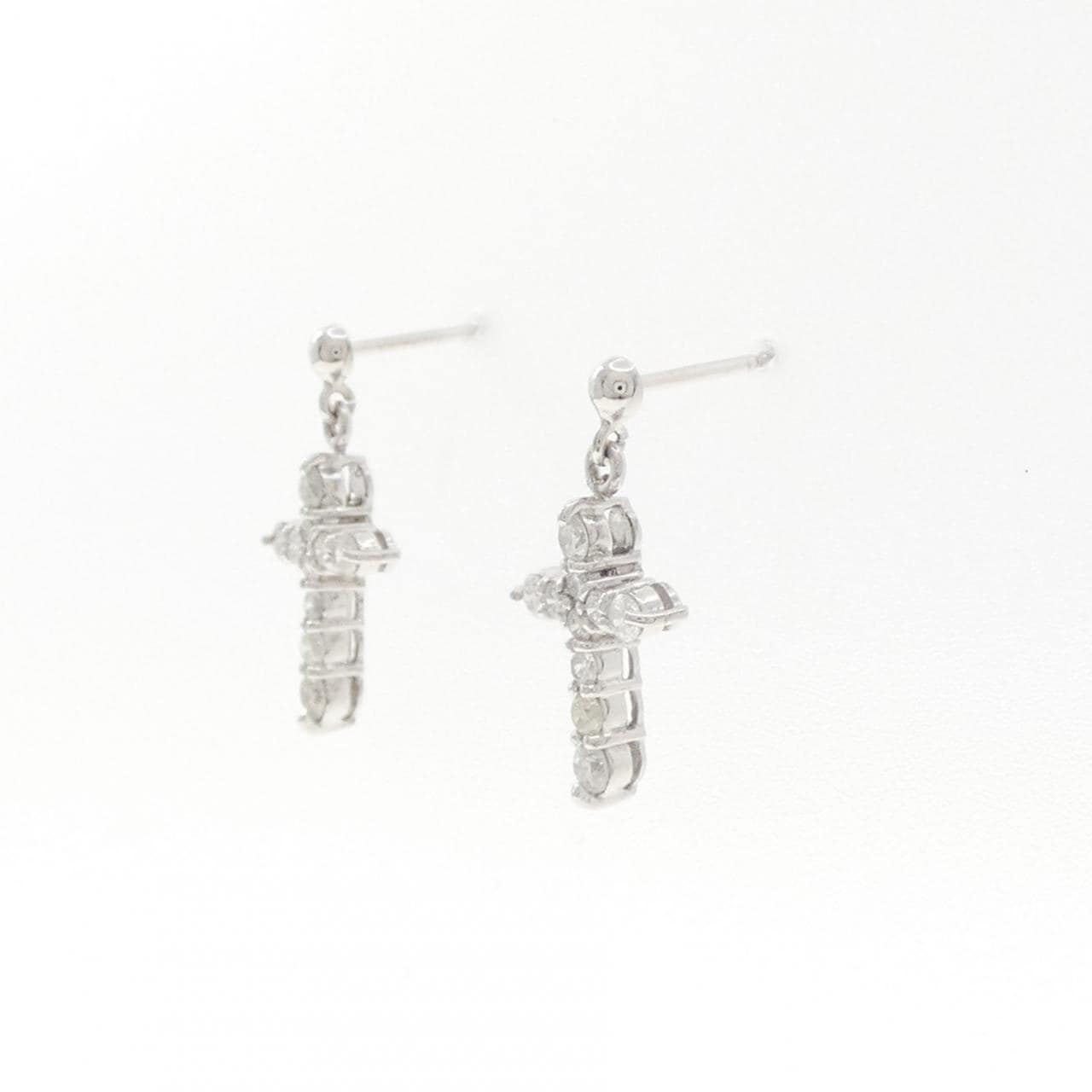 PT900 クロス ダイヤモンド ピアス 0.42CT