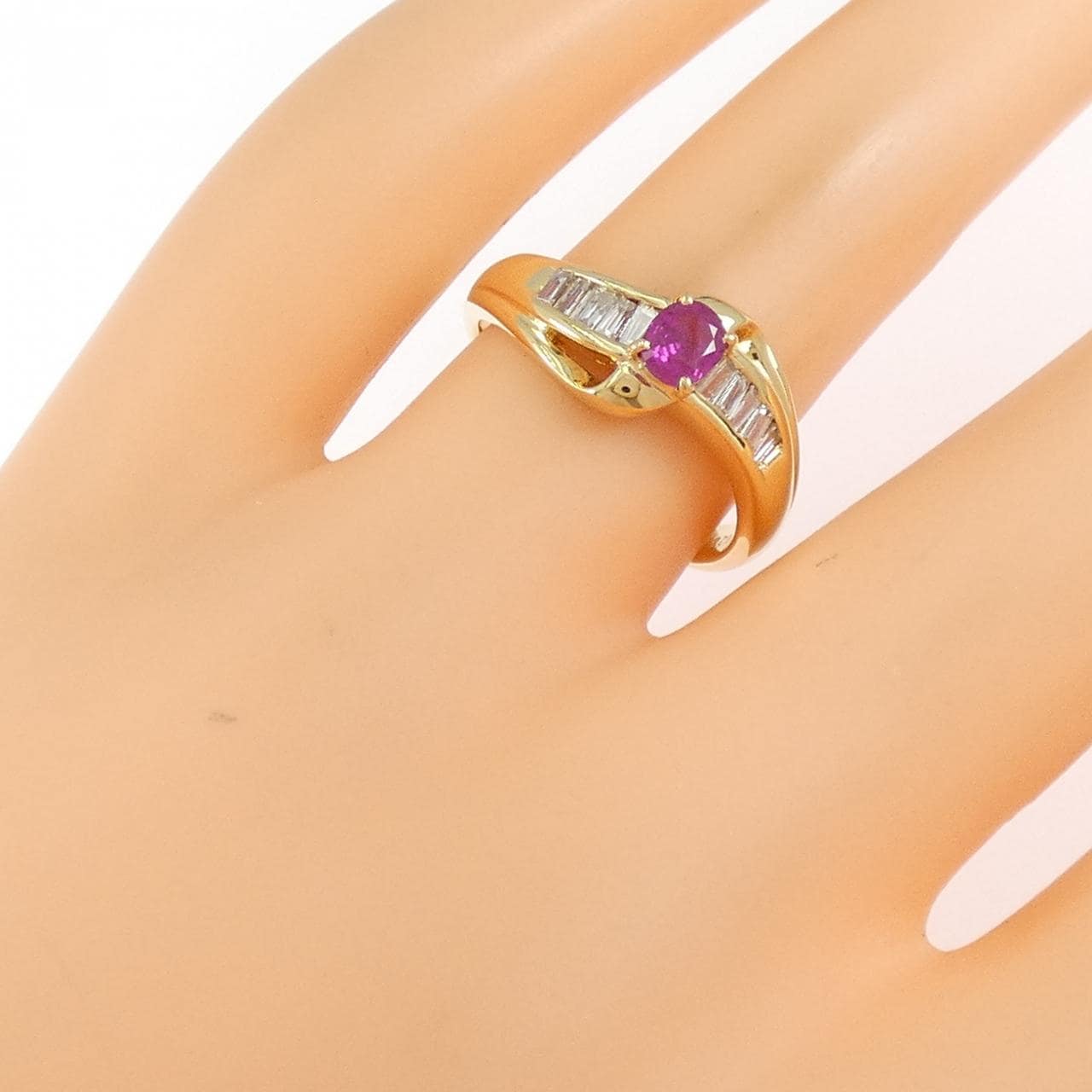 K18YG ルビー リング 0.46CT