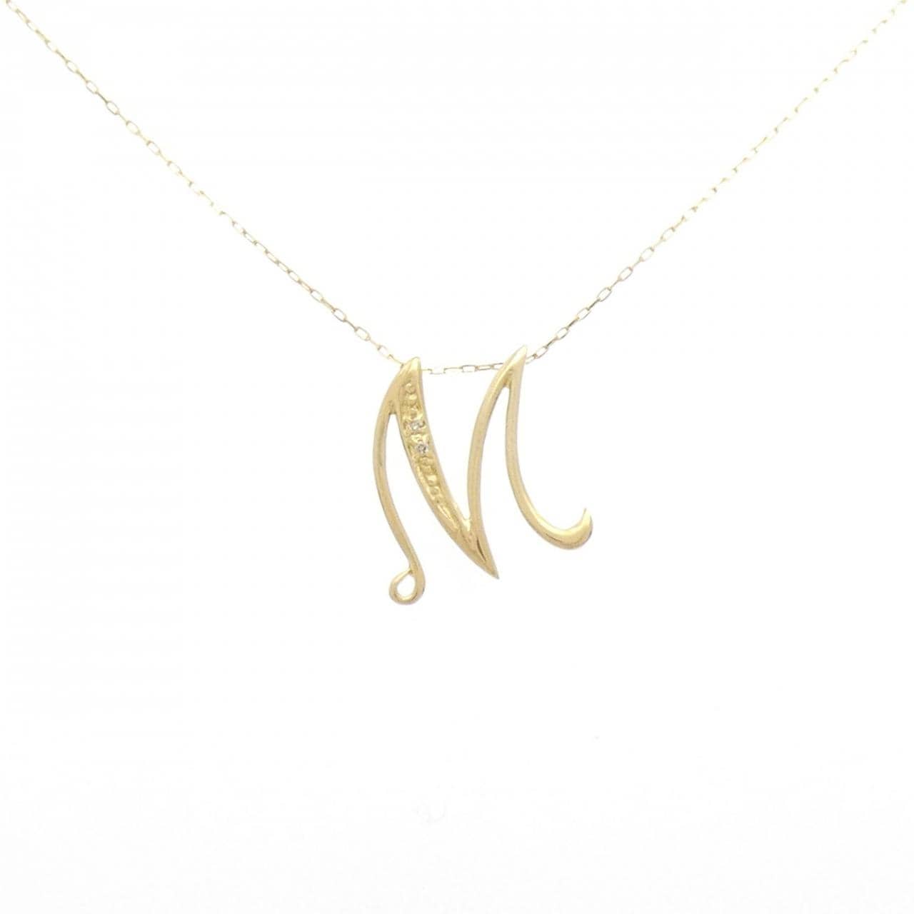 K18YG イニシャルM ダイヤモンド ネックレス 0.01CT