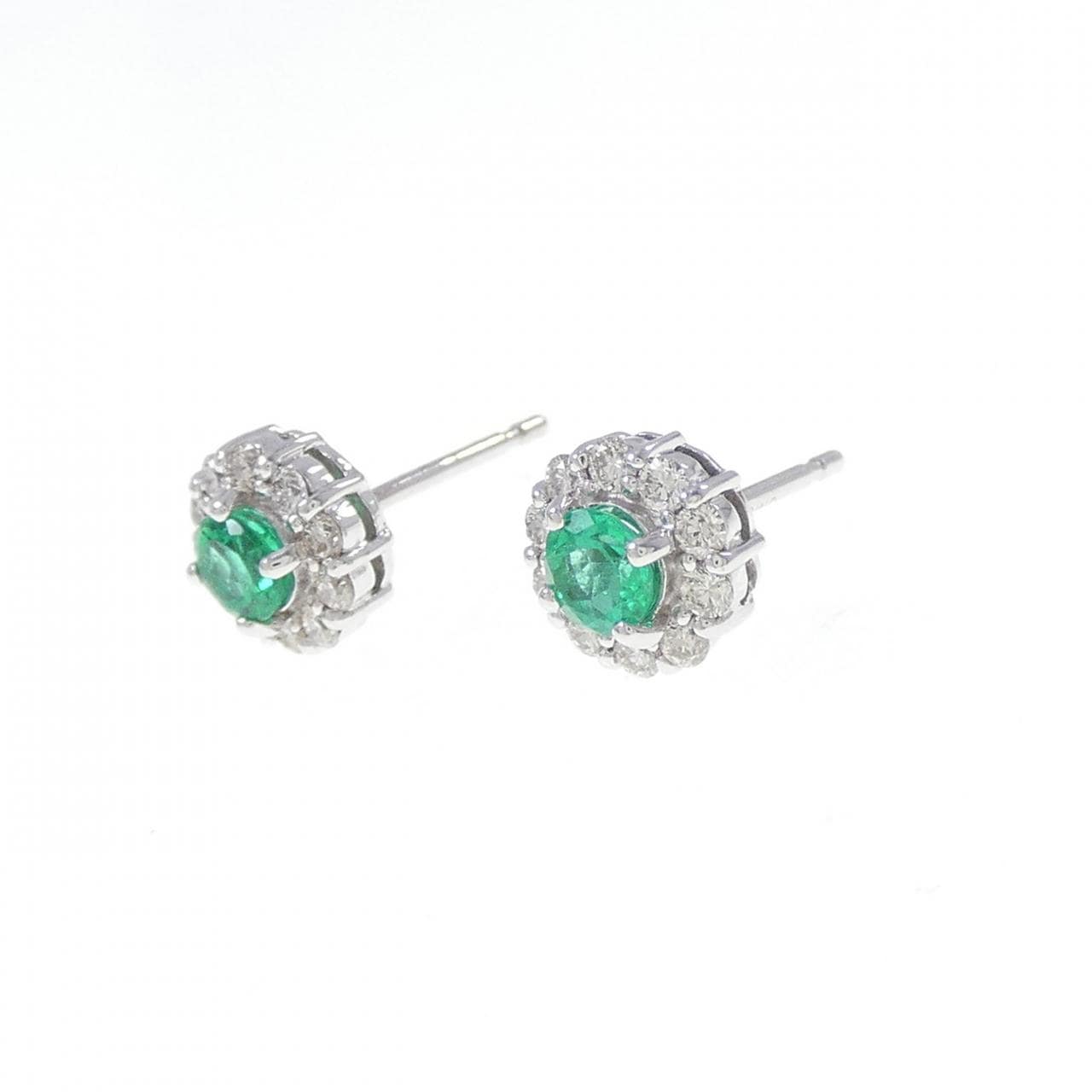 K18WG エメラルド ピアス 0.38CT